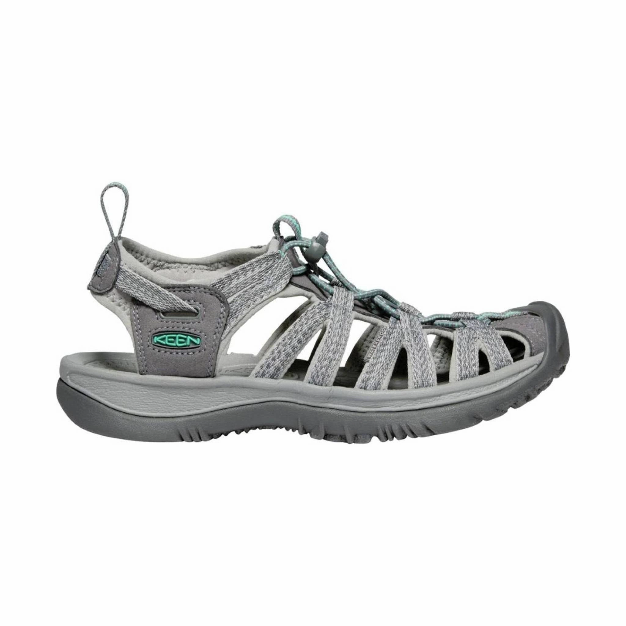 KEEN Women's Whisper Sandal - Medium Grey/Peacock Green Open Toe Design