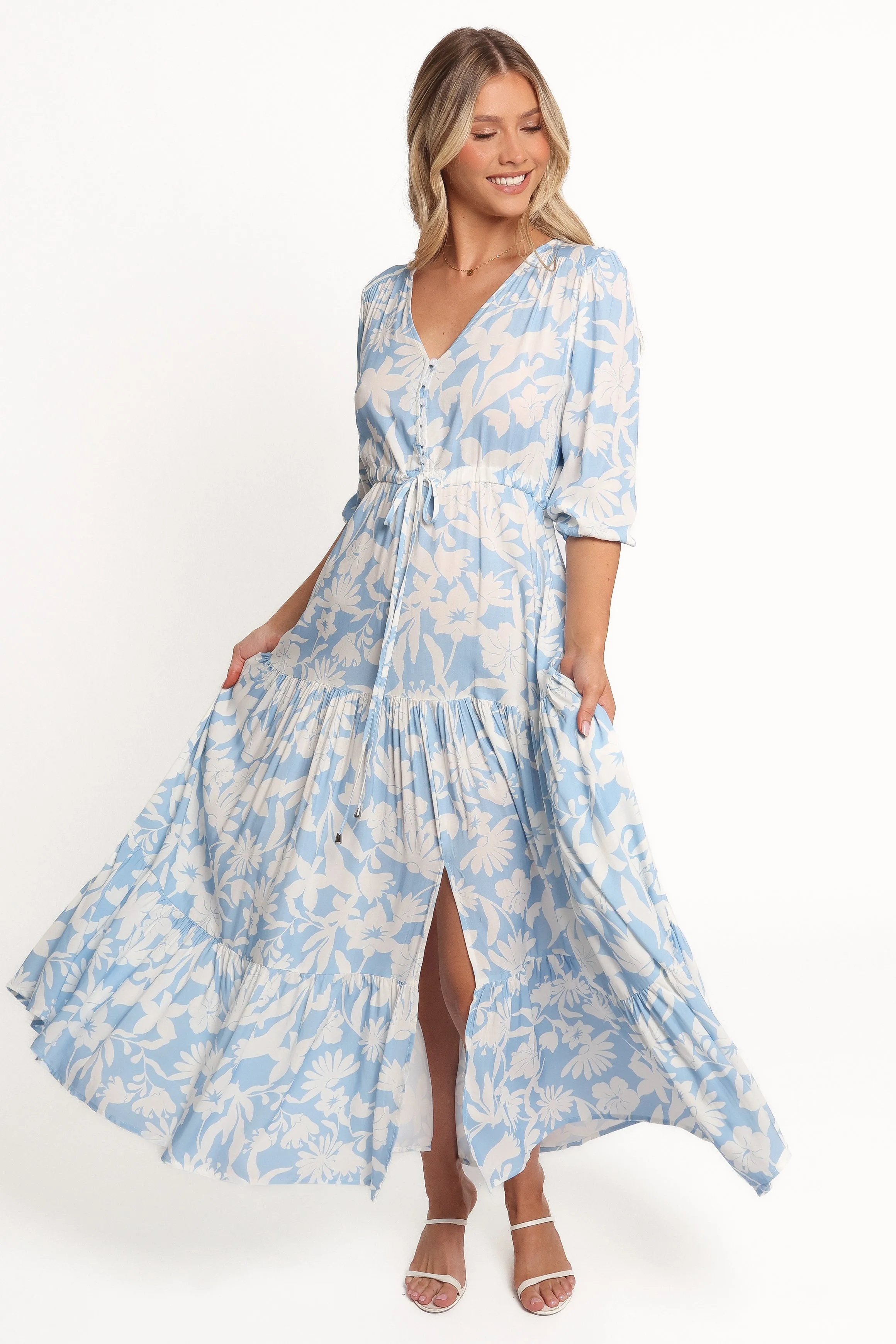 All Inclusive Comfortable Cut Kelda Dress - Blue Floral