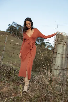 Modern Twist Kellan Wrap Midi Dress - Bronze