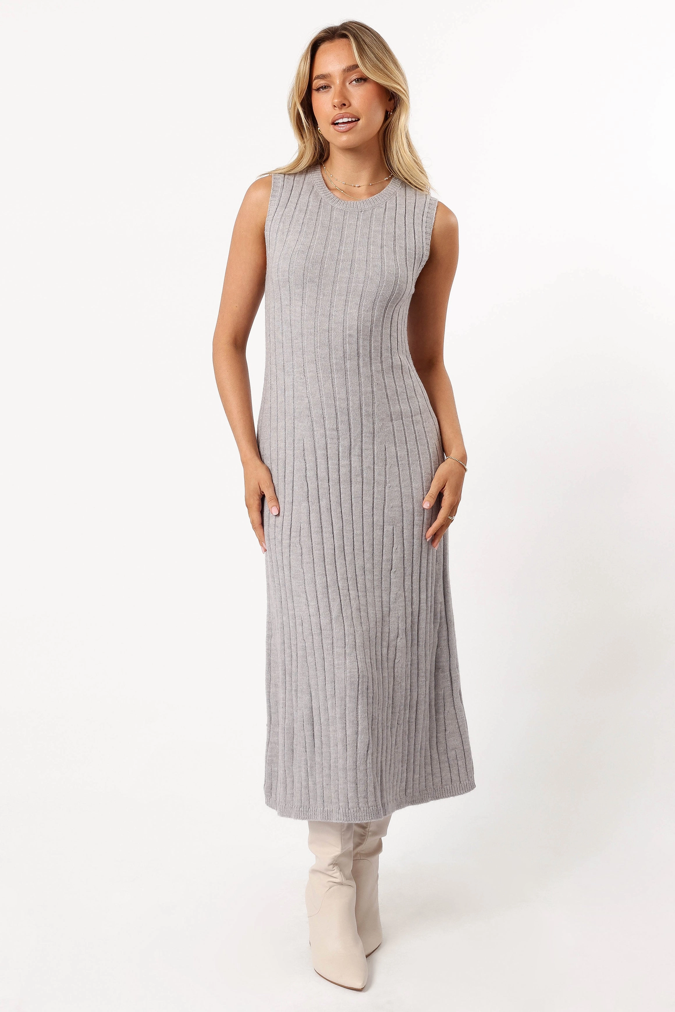 Professional Look Kellie Knit Midi Dress - Grey