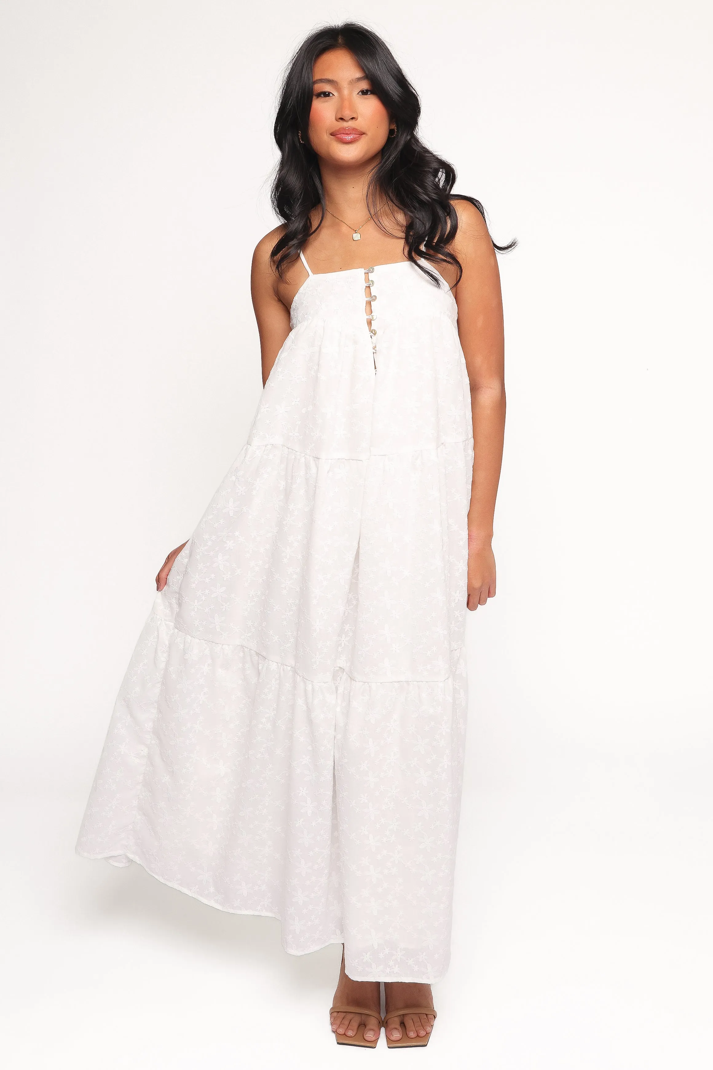 ruffle trim Travel Edge Kendal Maxi Dress - White