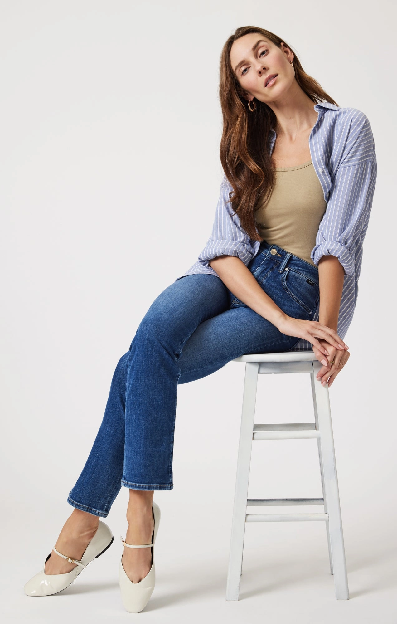 KENDRA STRAIGHT LEG IN DARK BRUSHED FEATHER BLUE Sustainable Evening Stroll Casual Subtle Palette