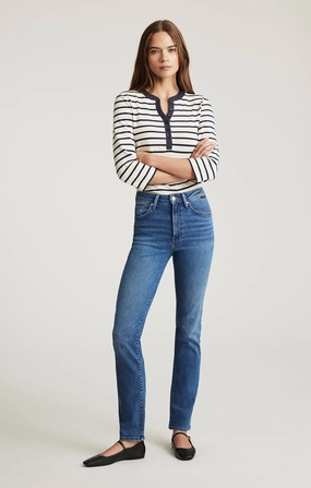 KENDRA STRAIGHT LEG IN MID BRUSHED FLEX BLUE Layer Friendly Piece