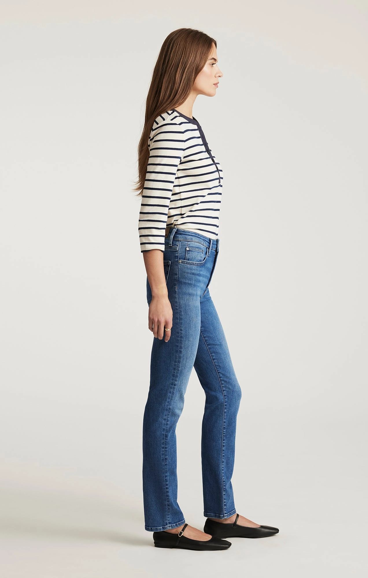 KENDRA STRAIGHT LEG IN MID BRUSHED FLEX BLUE Comfortable Style