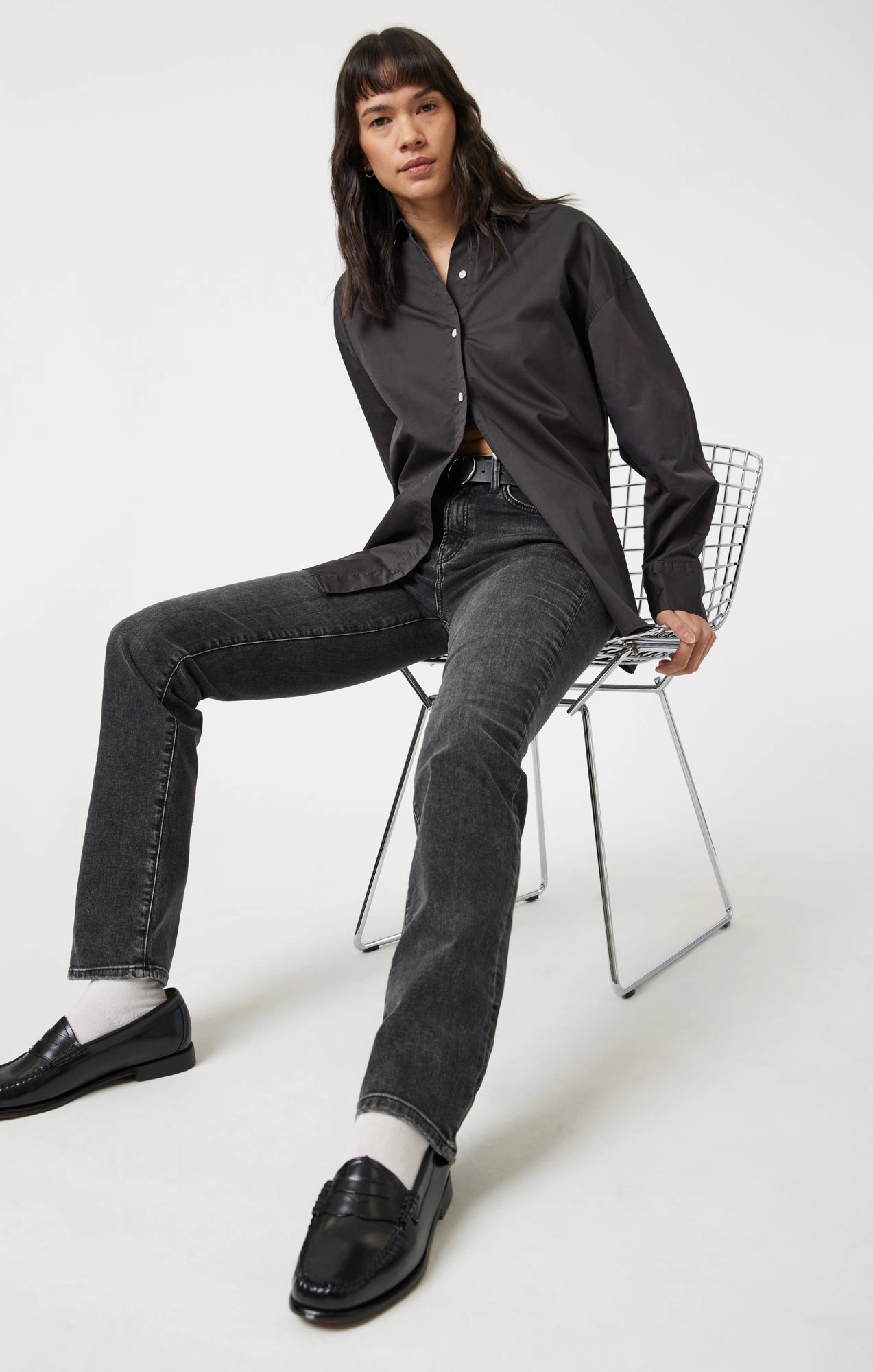 Classic Item Sustainable Denim Production KENDRA STRAIGHT LEG IN SMOKE BRUSHED FLEX BLUE