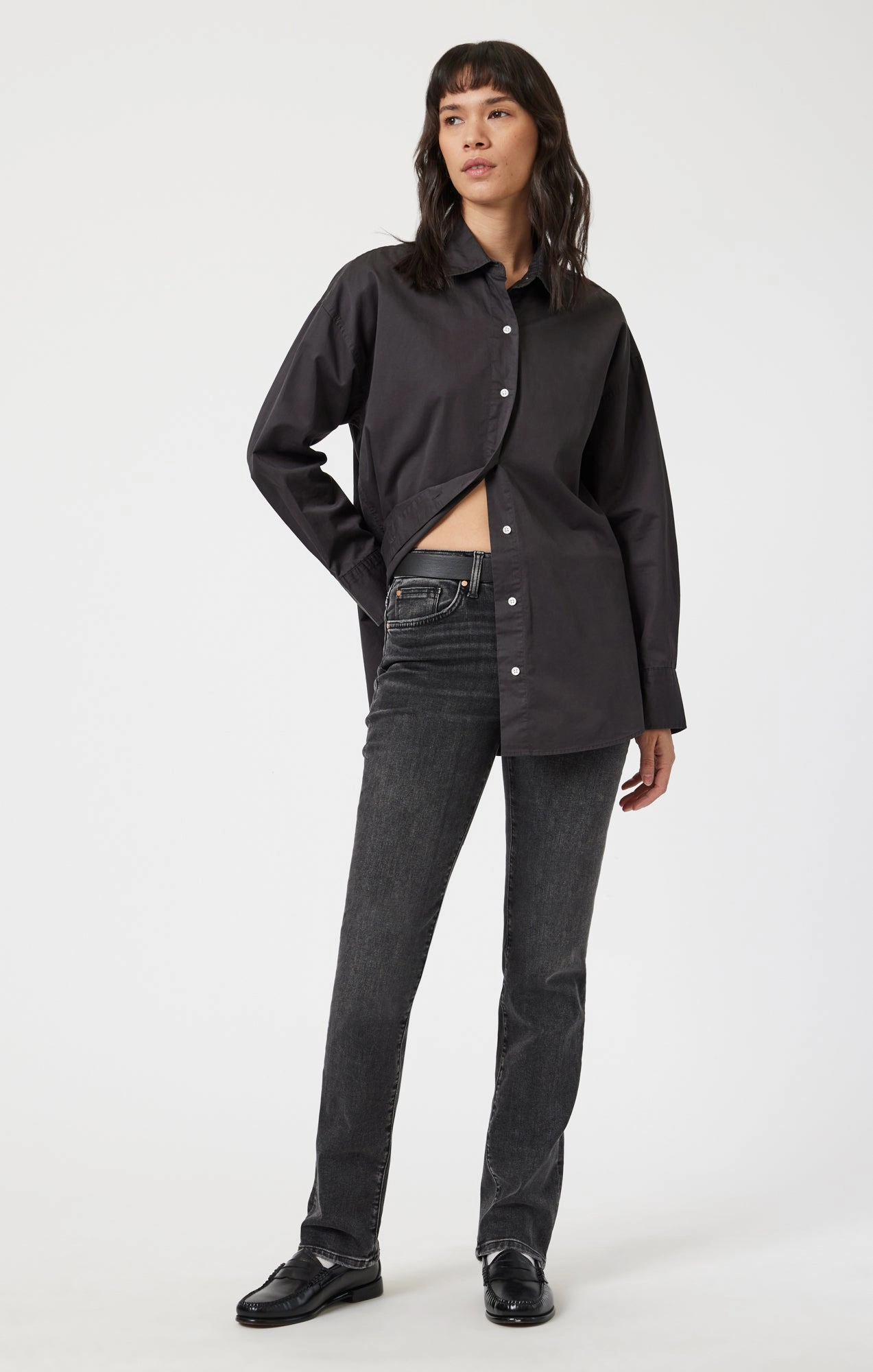 Hypoallergenic Material Composition KENDRA STRAIGHT LEG IN SMOKE BRUSHED FLEX BLUE