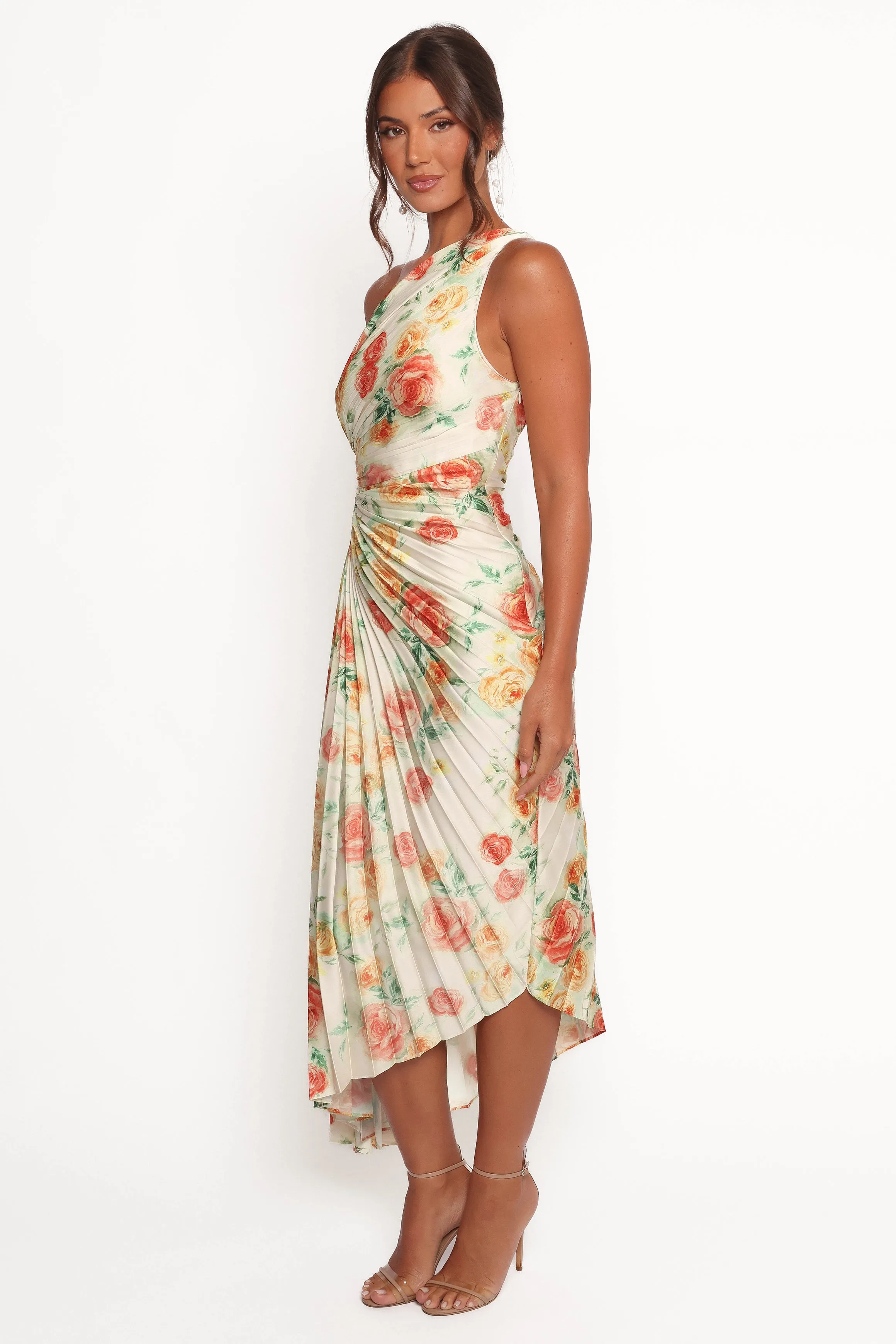 Kleo One Shoulder Maxi Dress - Yellow Floral Family Joy