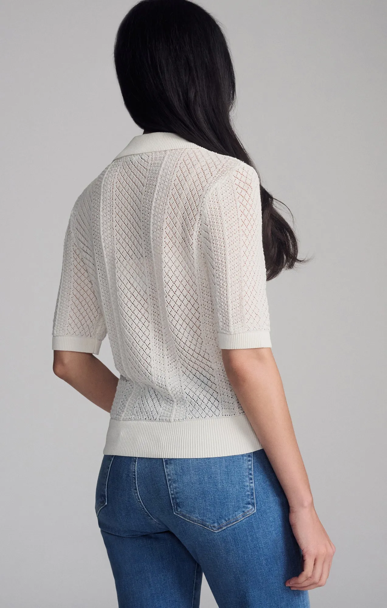 Urban Style KNIT POLO SWEATER IN ANTIQUE WHITE