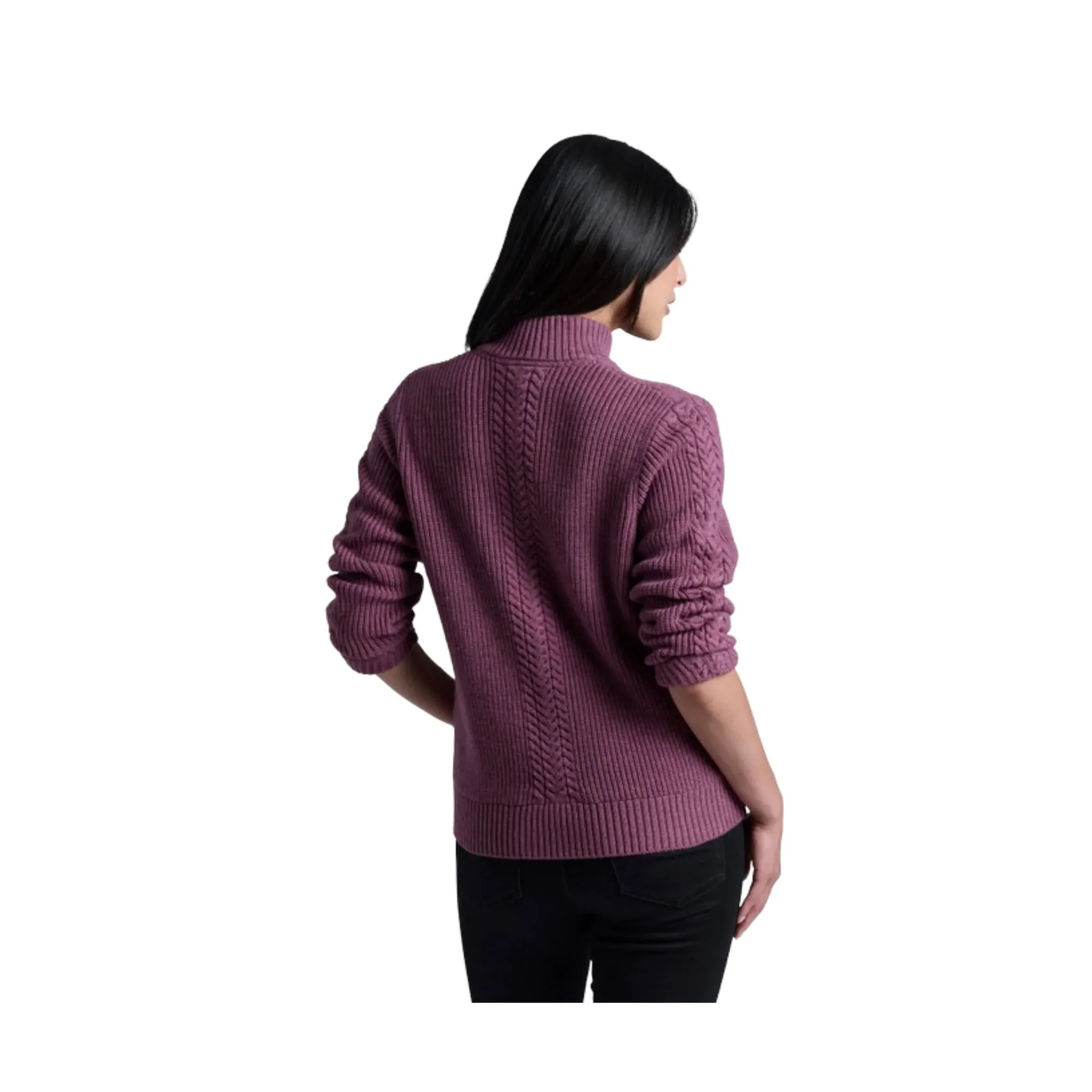 product herringbone texture Kuhl Women's Fireside Henley Sweater - Mauve