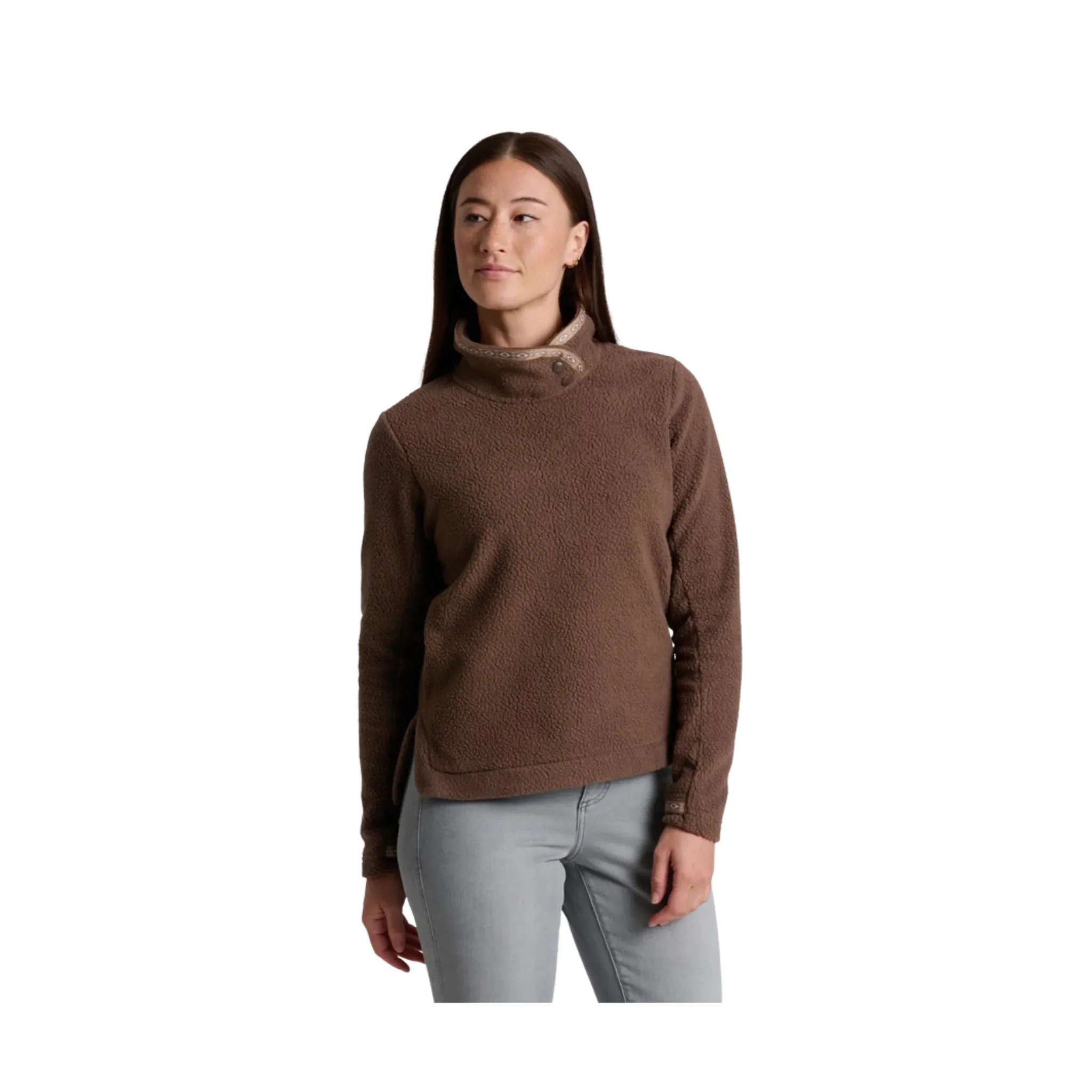 Geometric Print Fashion Flex Kuhl Women's Hygge Snap Pullover - Coffee