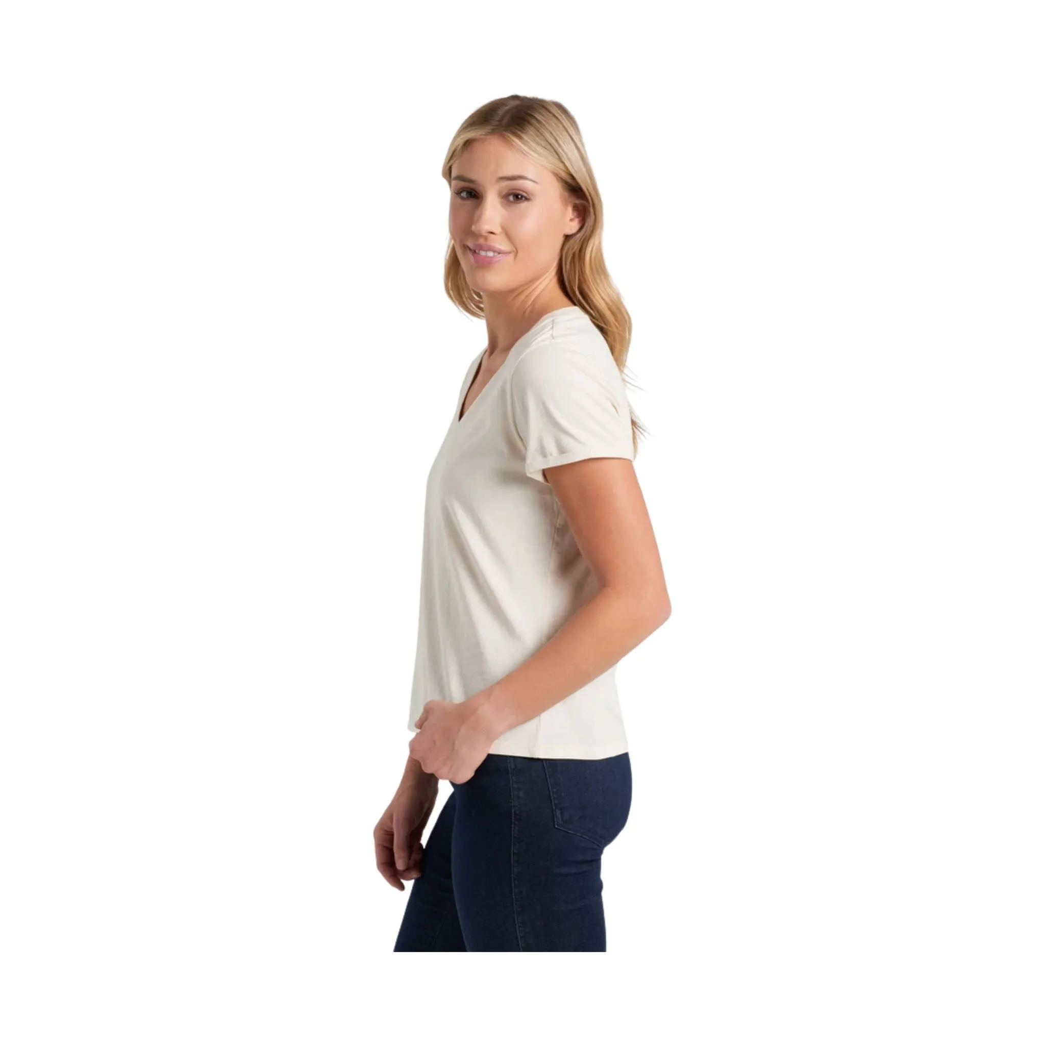 Contrast Stitching Kuhl Women's Vega Tee - Stone