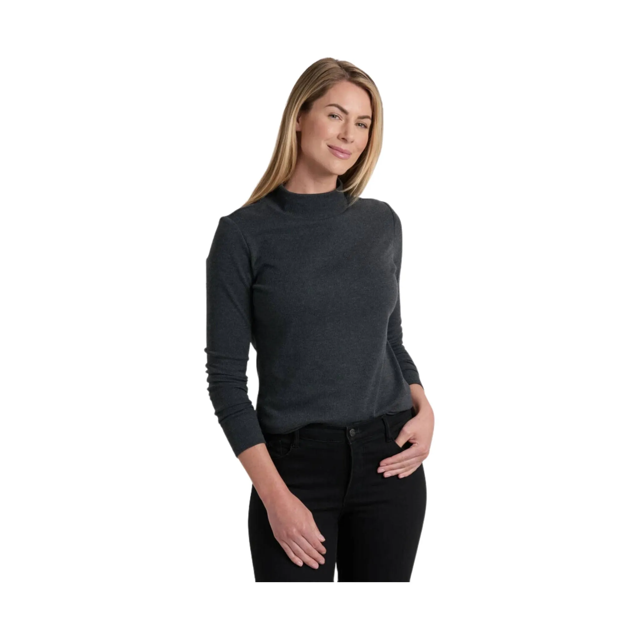 Kuhl Women's Verona Rib Long Sleeve Shirt - Charcoal SustainableBlend
