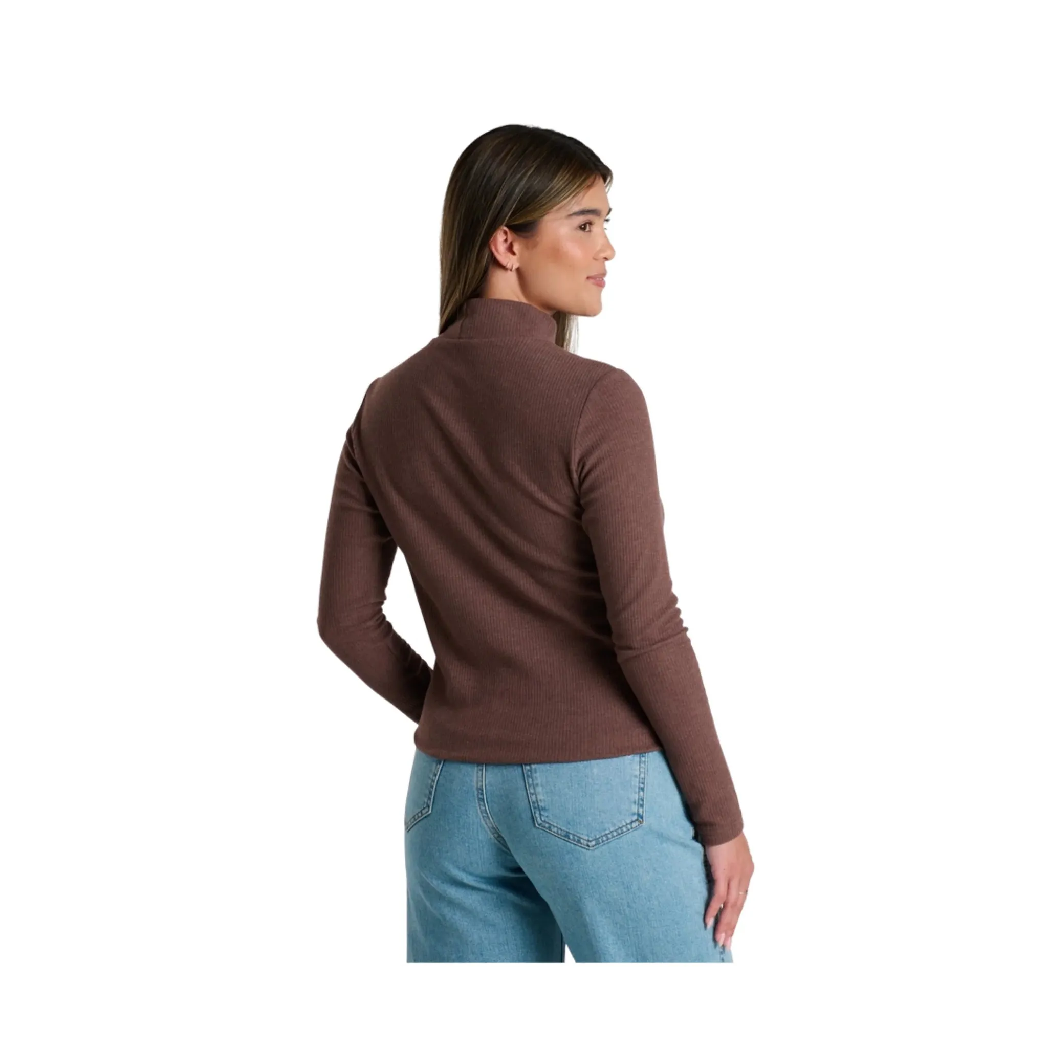 Breathable Mesh Back Kuhl Women's Verona Rib Long Sleeve Shirt - Coffee