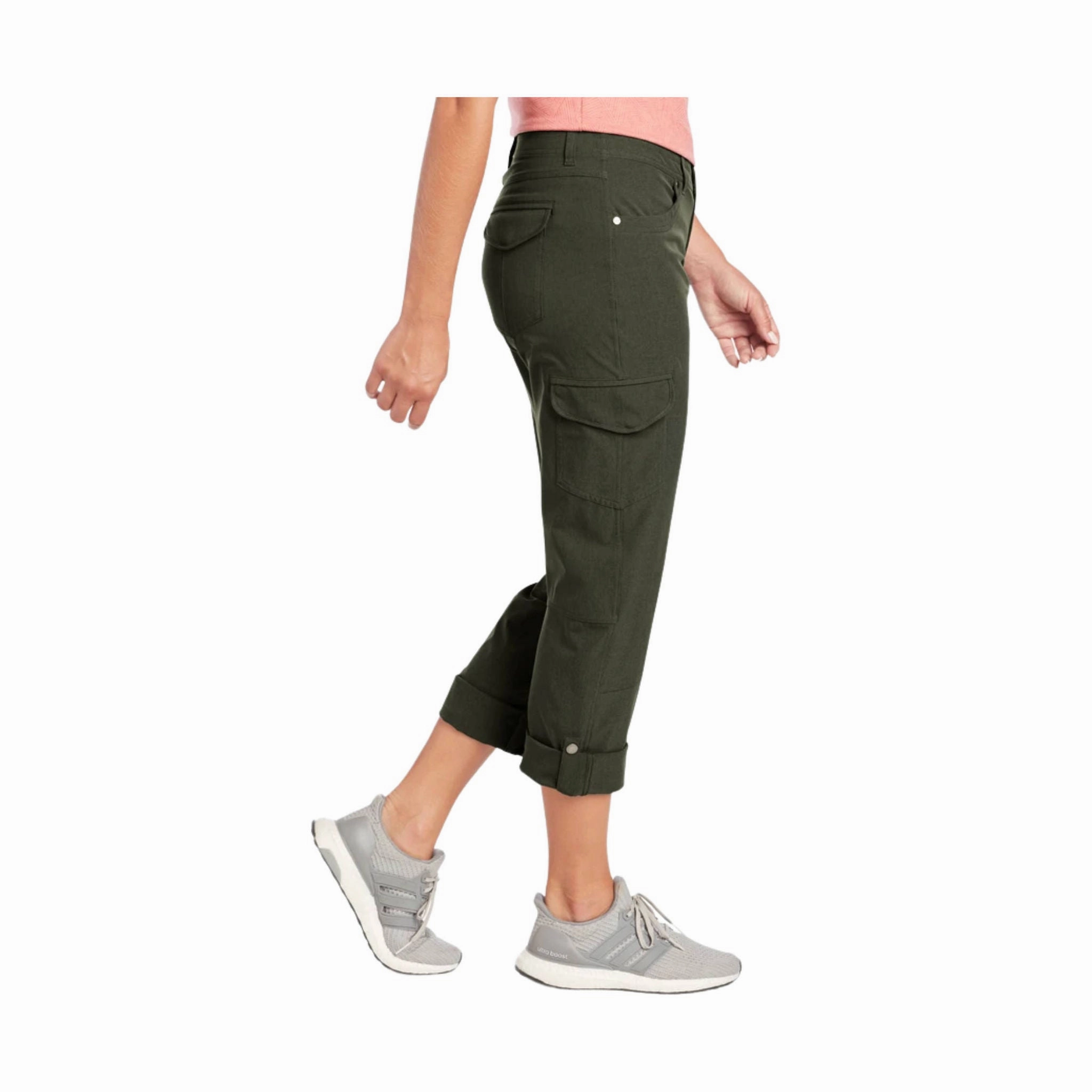 Thermal Regulating Fabric Kuhl Women's Freeflex Roll-Up Pant - Dark Moss