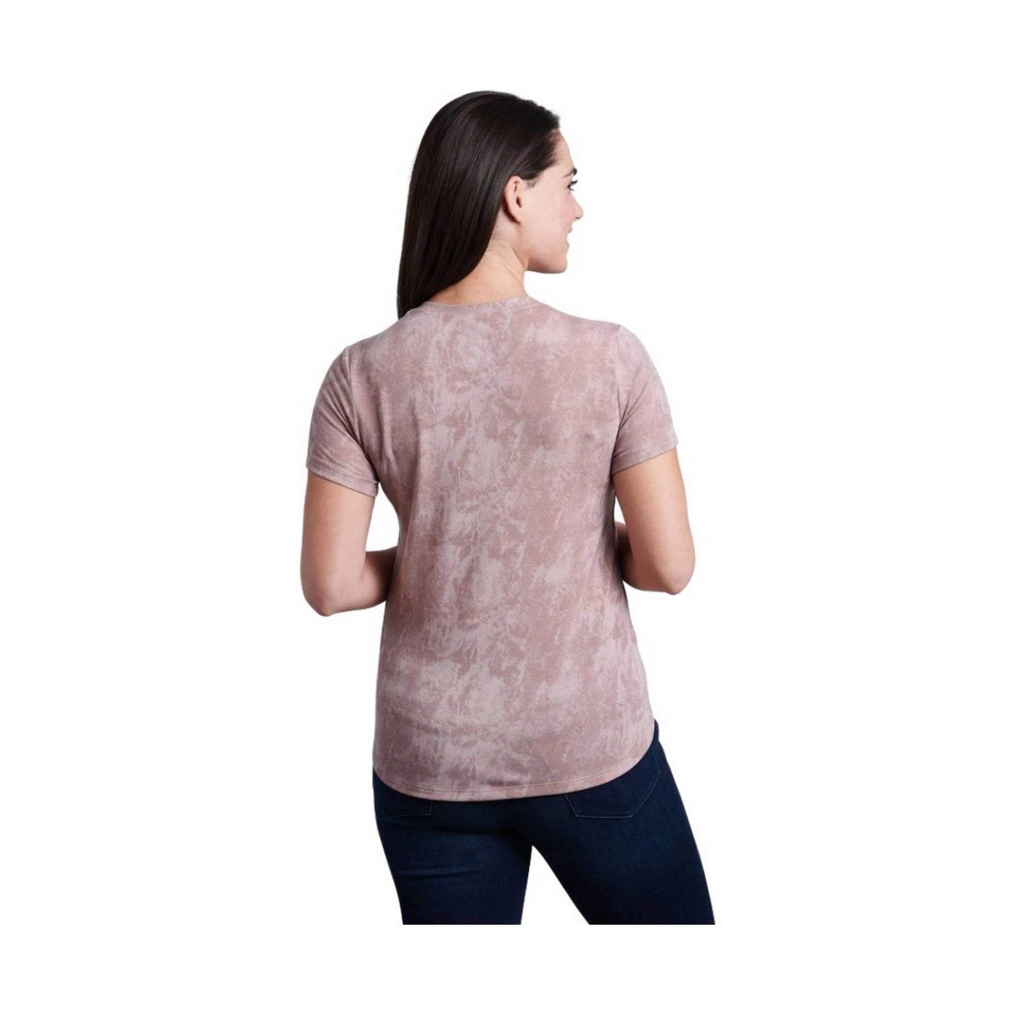 Airflow Ventilation Zones Kuhl Women's Konstance Short Sleeve Tee - Rose Ash Print