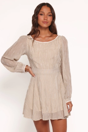 Kyra Long Sleeve Mini Dress - Stripe Ruffle Hem