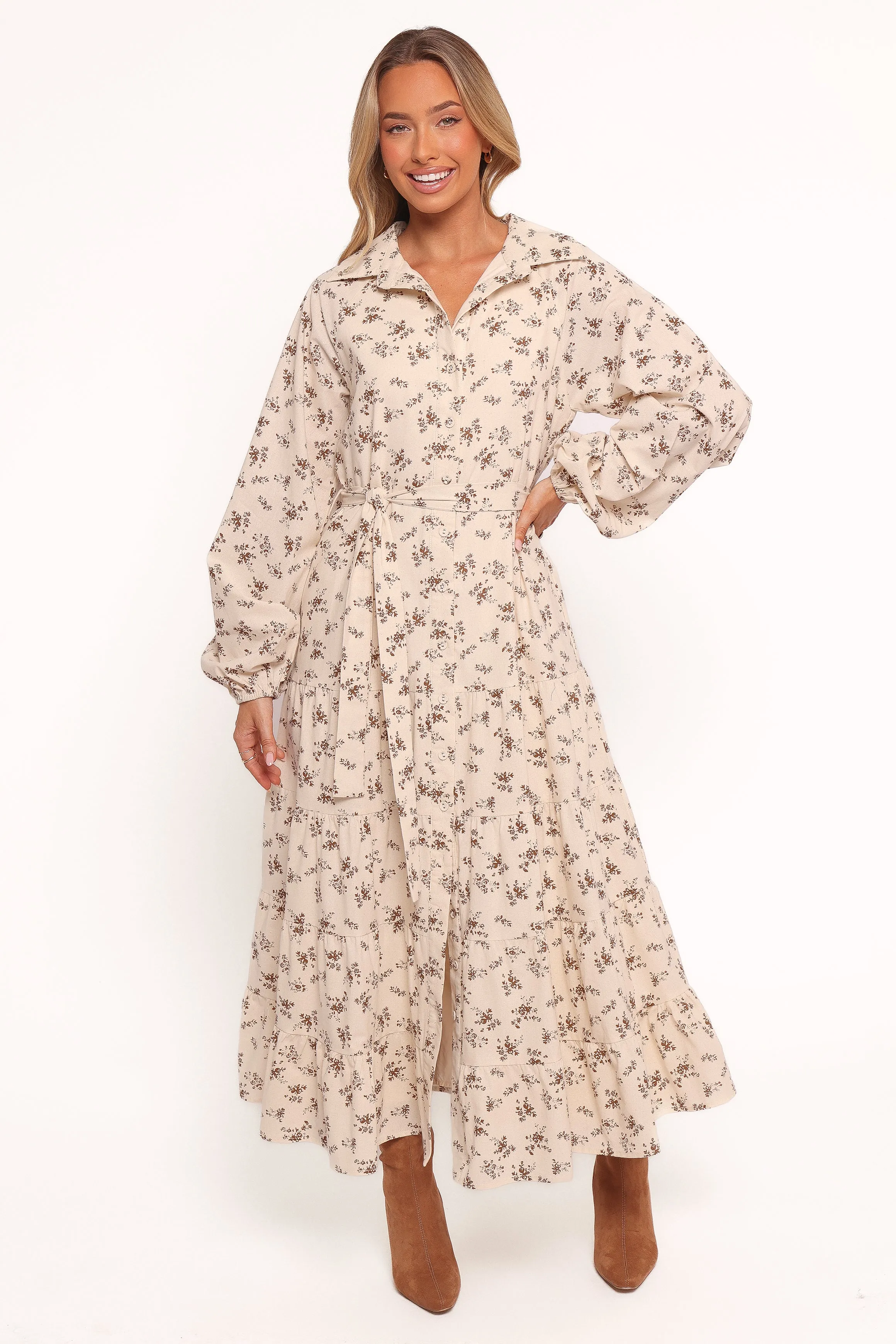 Lincoln Long Sleeve Maxi Dress - Floral Peace View Versatile dress for layering