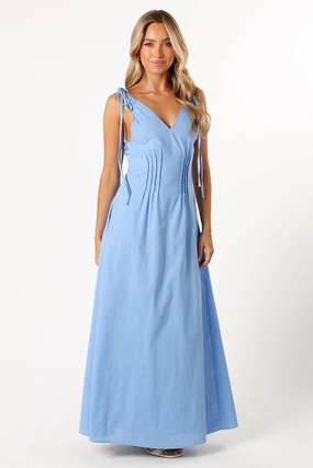 Form Focus Lainey Tie Maxi Dress - Blue