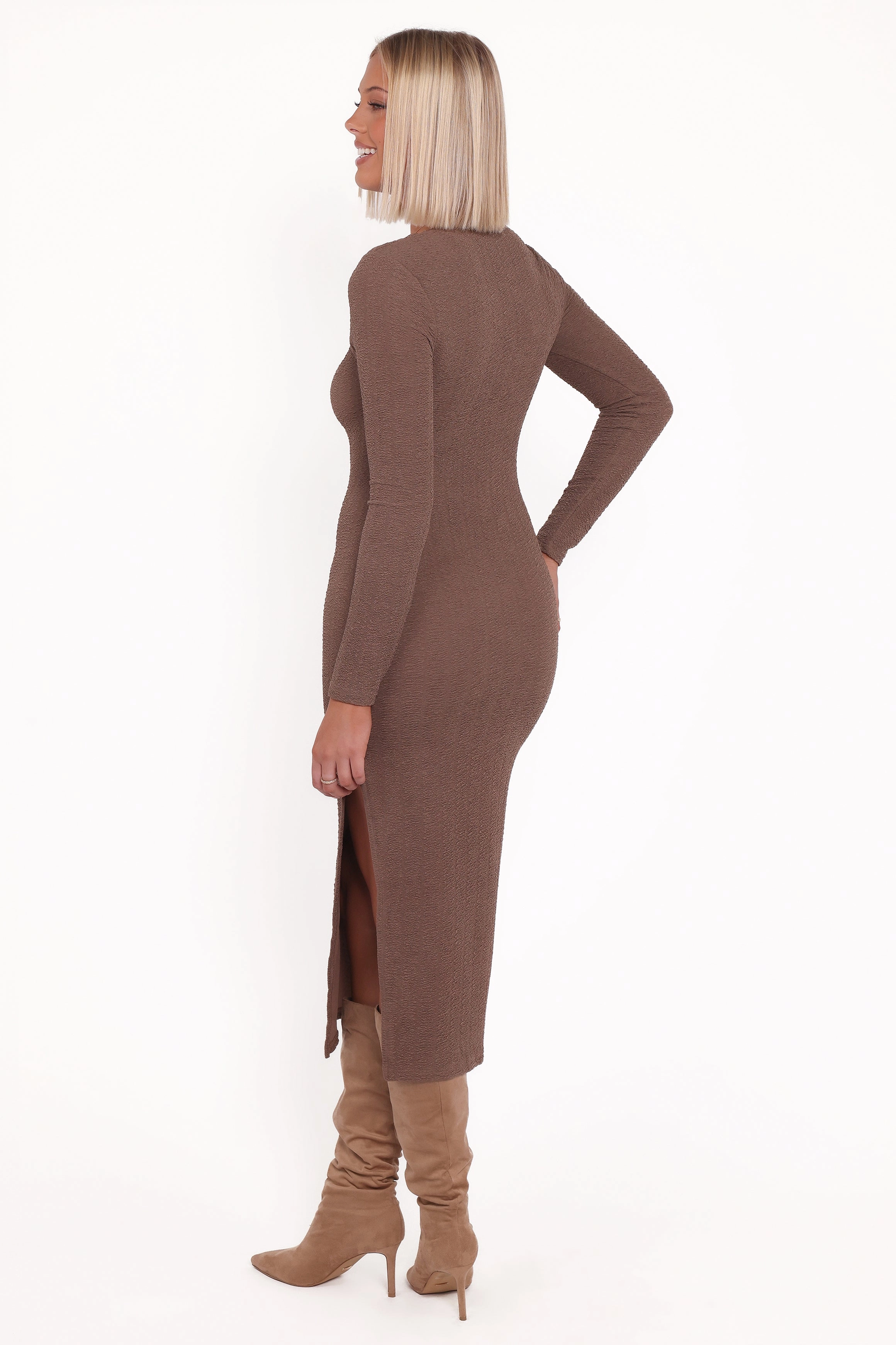 Laney Long Sleeve Midi Dress - Olive Minimal Comfort