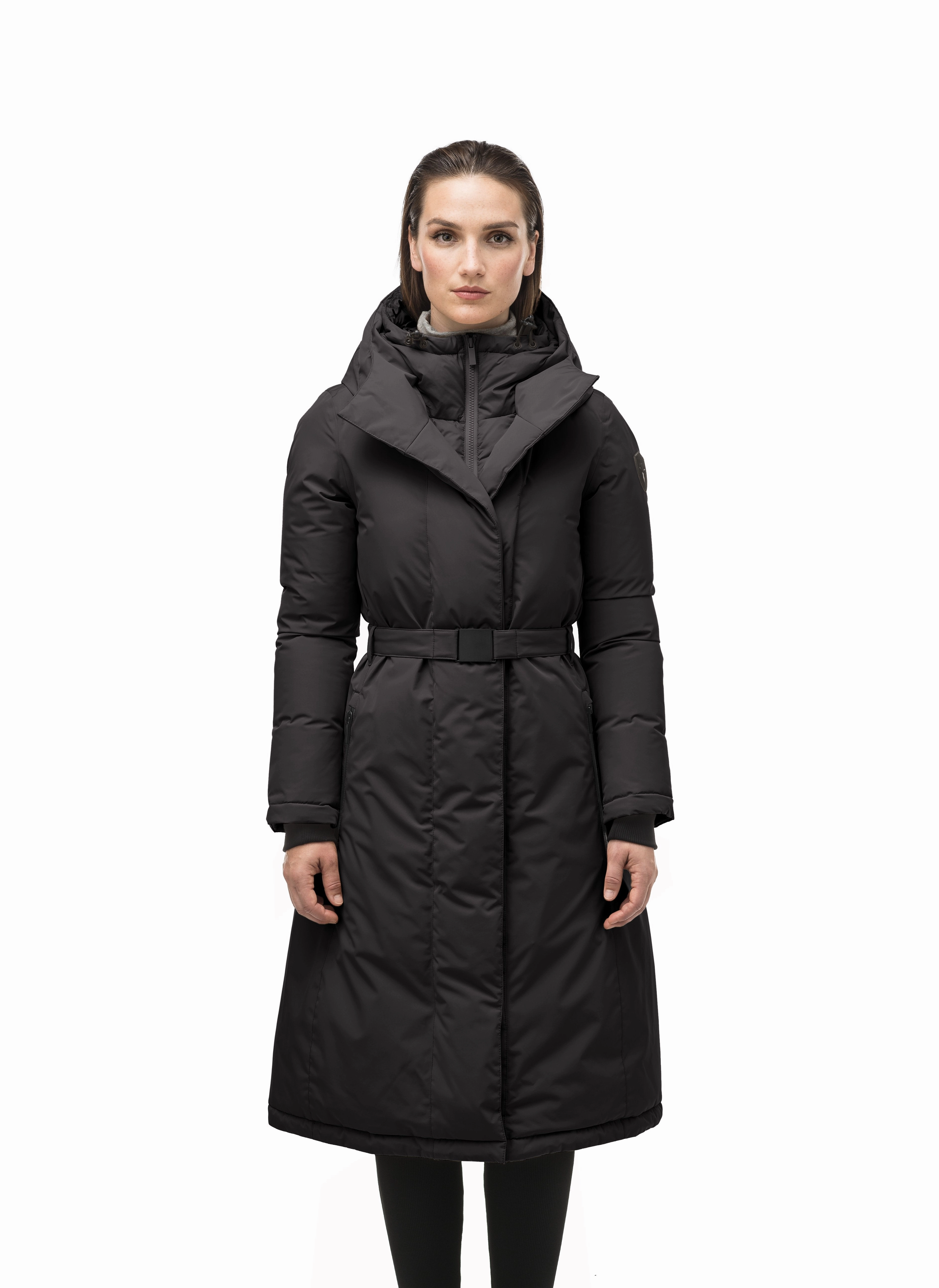 Belted Style Glossy Finish Lara Women's Belted Parka