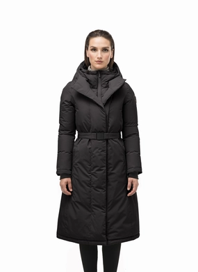 Belted Style Glossy Finish Lara Women's Belted Parka