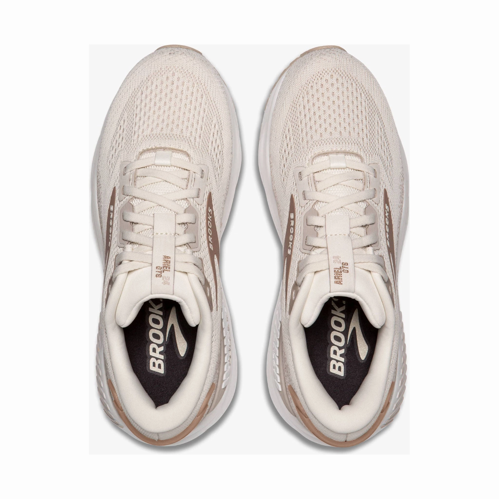 Fresh Pair Comfort Socks Brooks Women's Ariel GTS 24 Road Running Shoes - Coconut/Chateau/Portabella