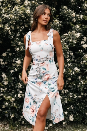 Laurel Dress - Blue Floral Urban Minimalism