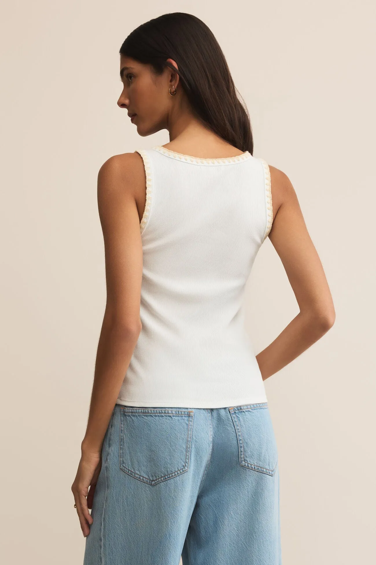 Layer Smart Jaidynn Rib Tank | White Fleece