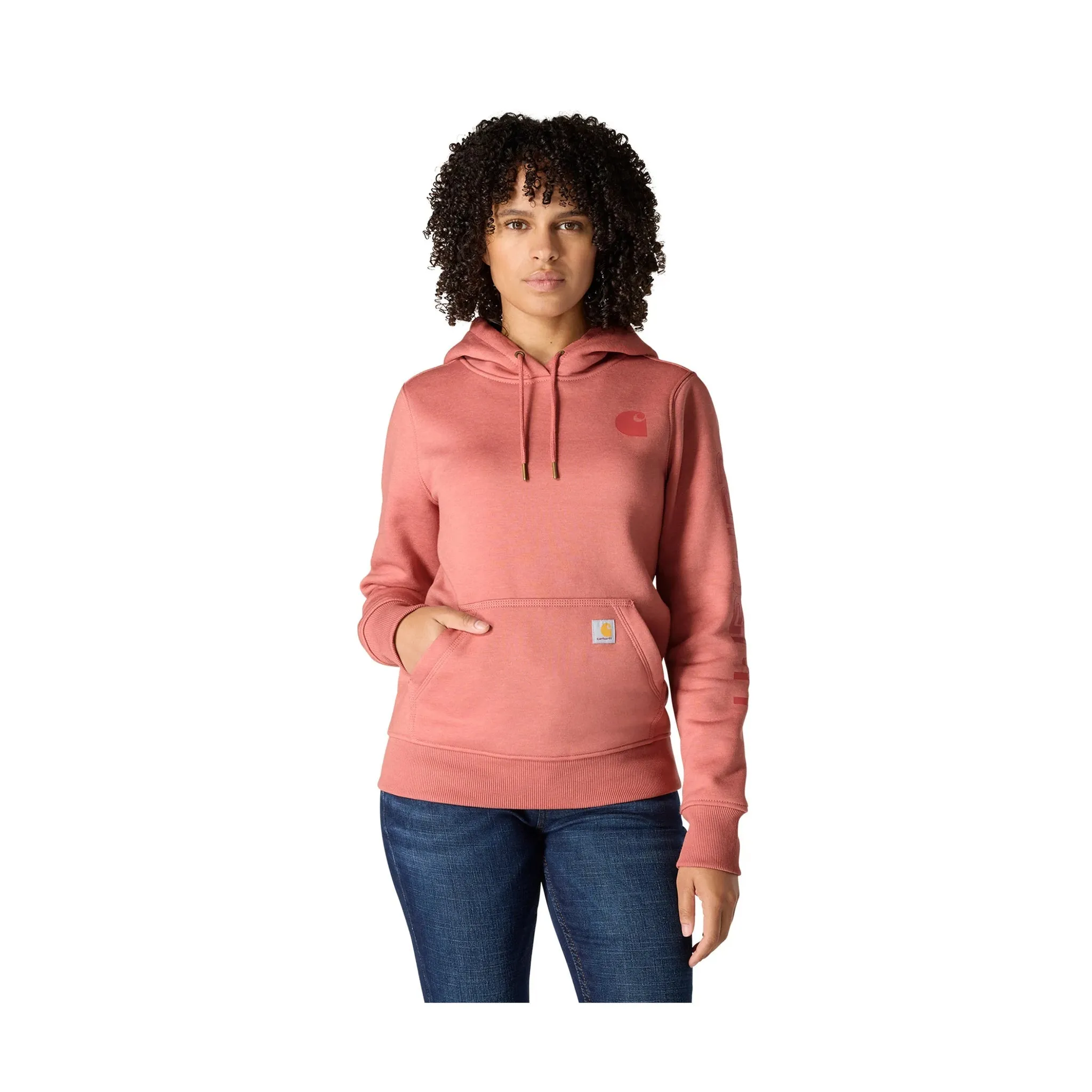 Carhartt Women's Relaxed Fit Midweight Logo Sleeve Graphic Sweatshirt - Dusty Cedar Heather product birthday allure product glove protection