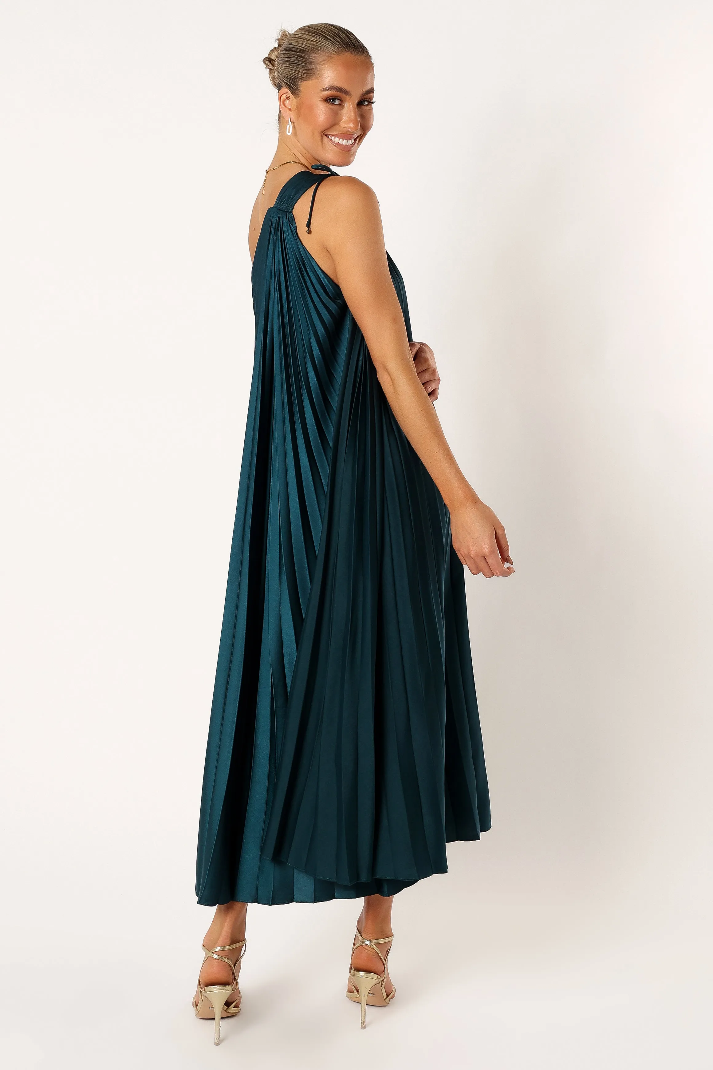 Shade Glow Selena One Shoulder Midi Dress - Emerald