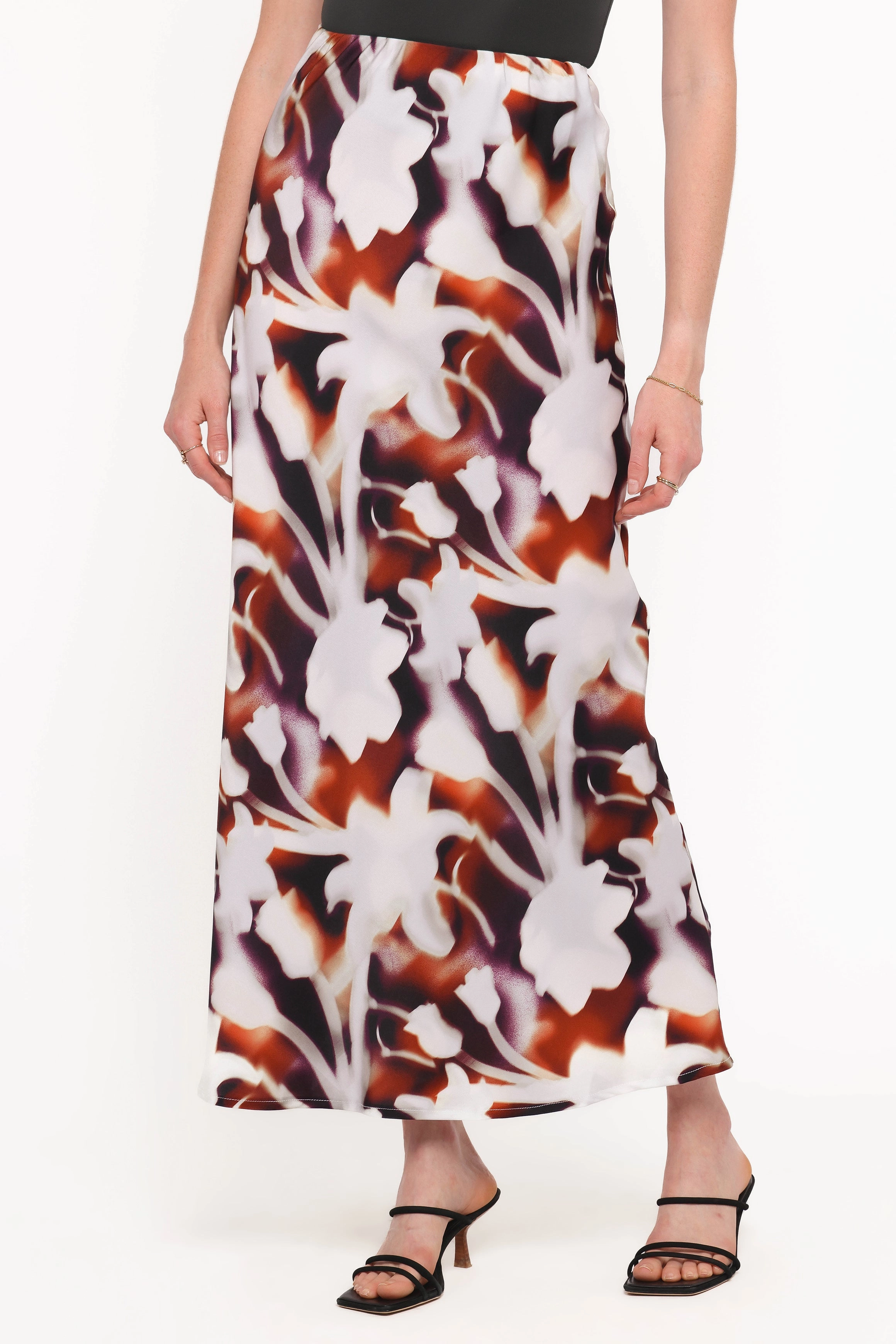 Cheryl Maxi Skirt - Blurred Floral Earth Tones Street Vibe