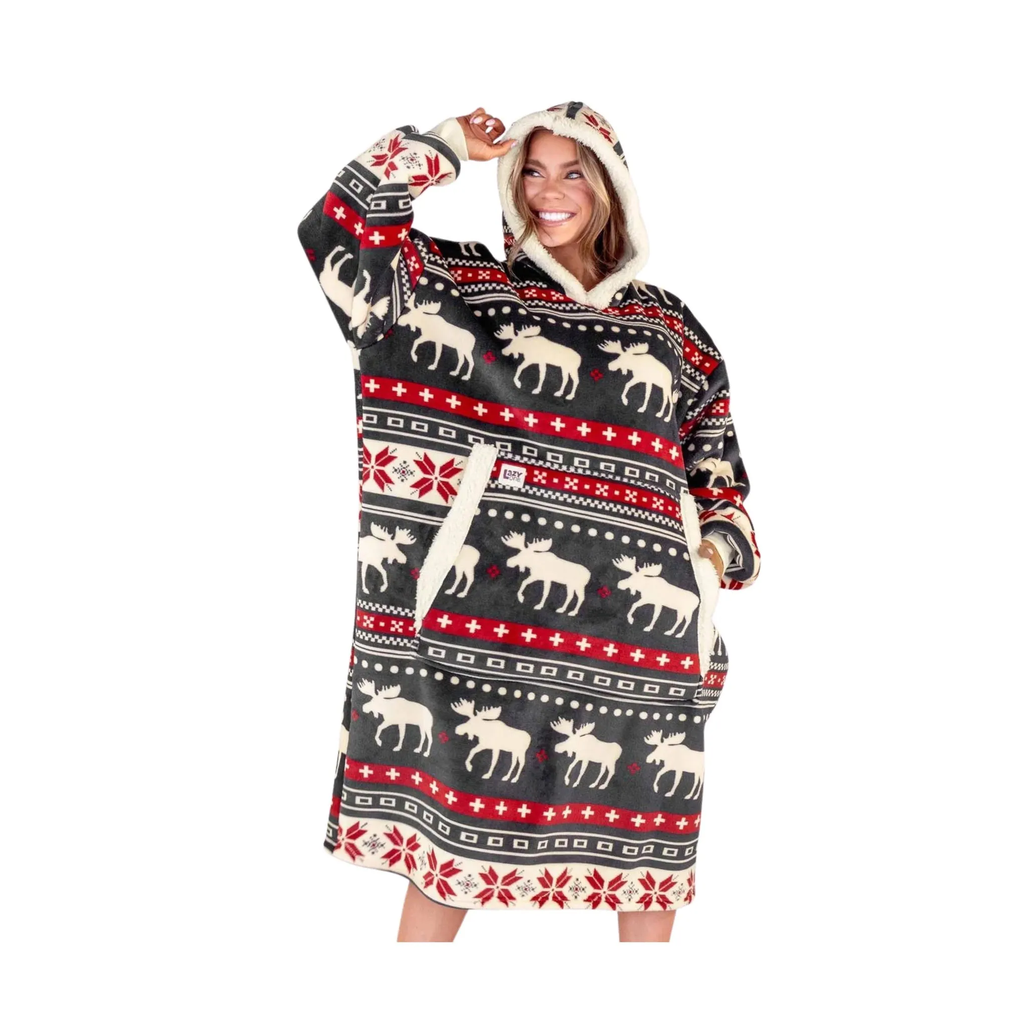 product eco friendly conscience Lazy One Blanket Hoodie - Cabin Fair Isle