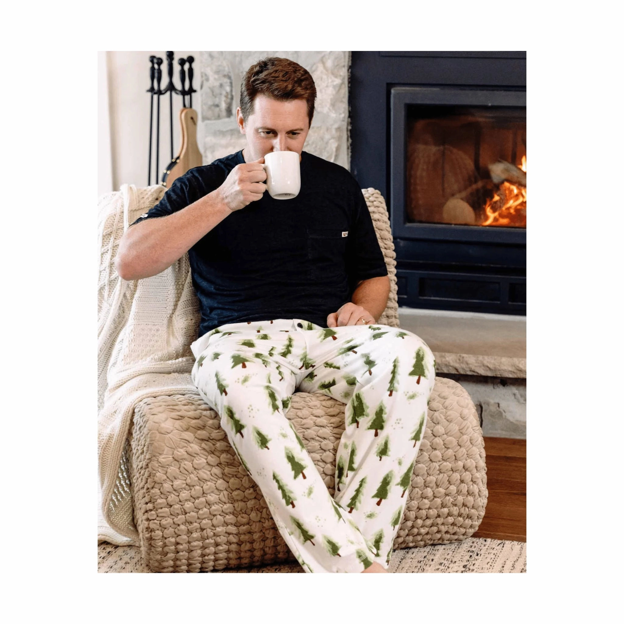 Everyday Flex Lazy One Men's Evergreen Plaid PJ Pant - White/Green