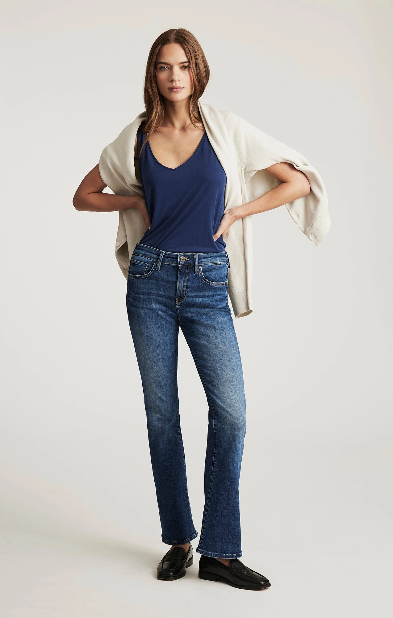 Comfortable Style Brushed Interior VICKY BOOTCUT IN DARK BRUSHED FLEX BLUE