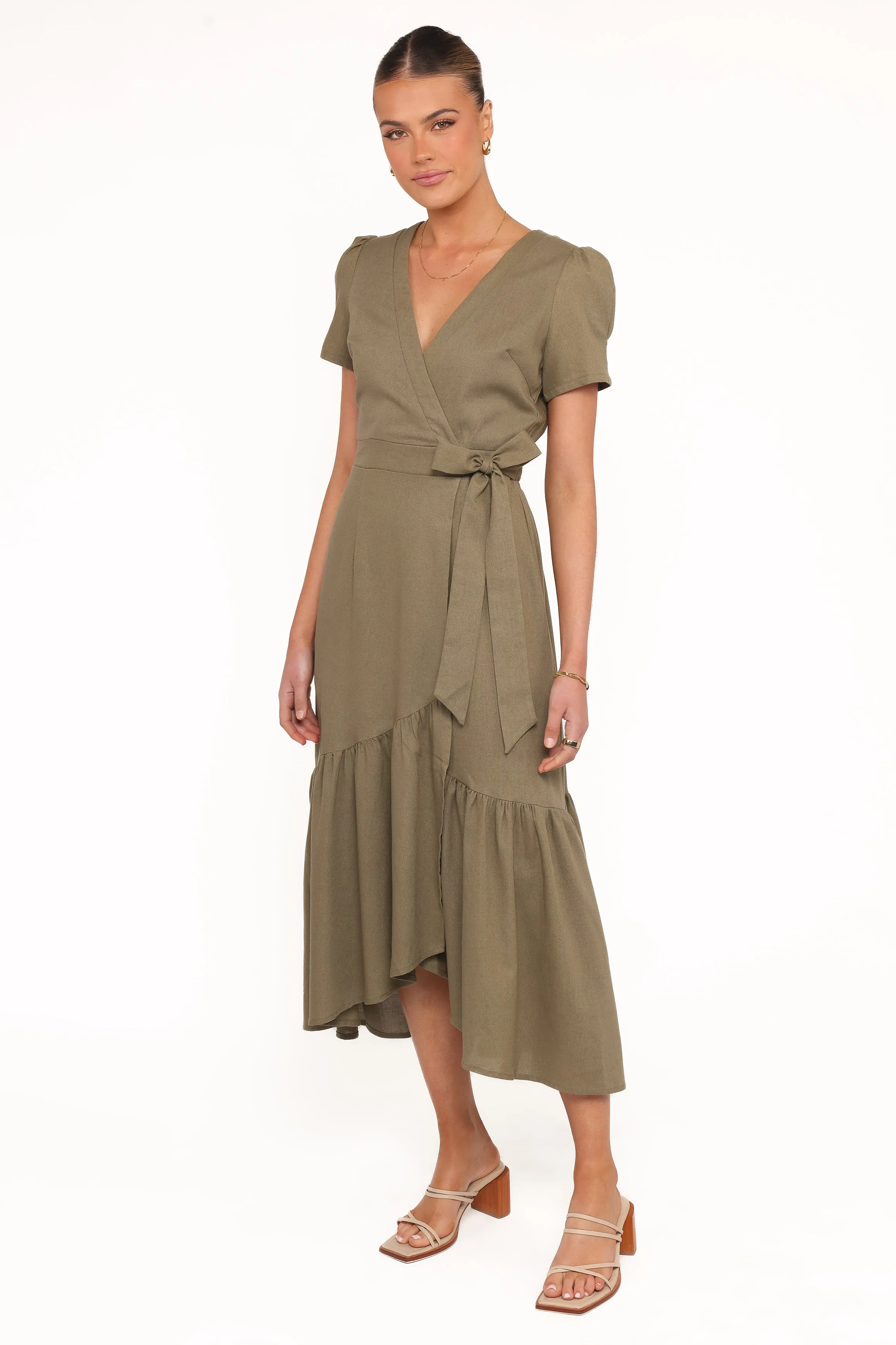 Leontine Midi Dress - Olive Office Glam Effortless Style