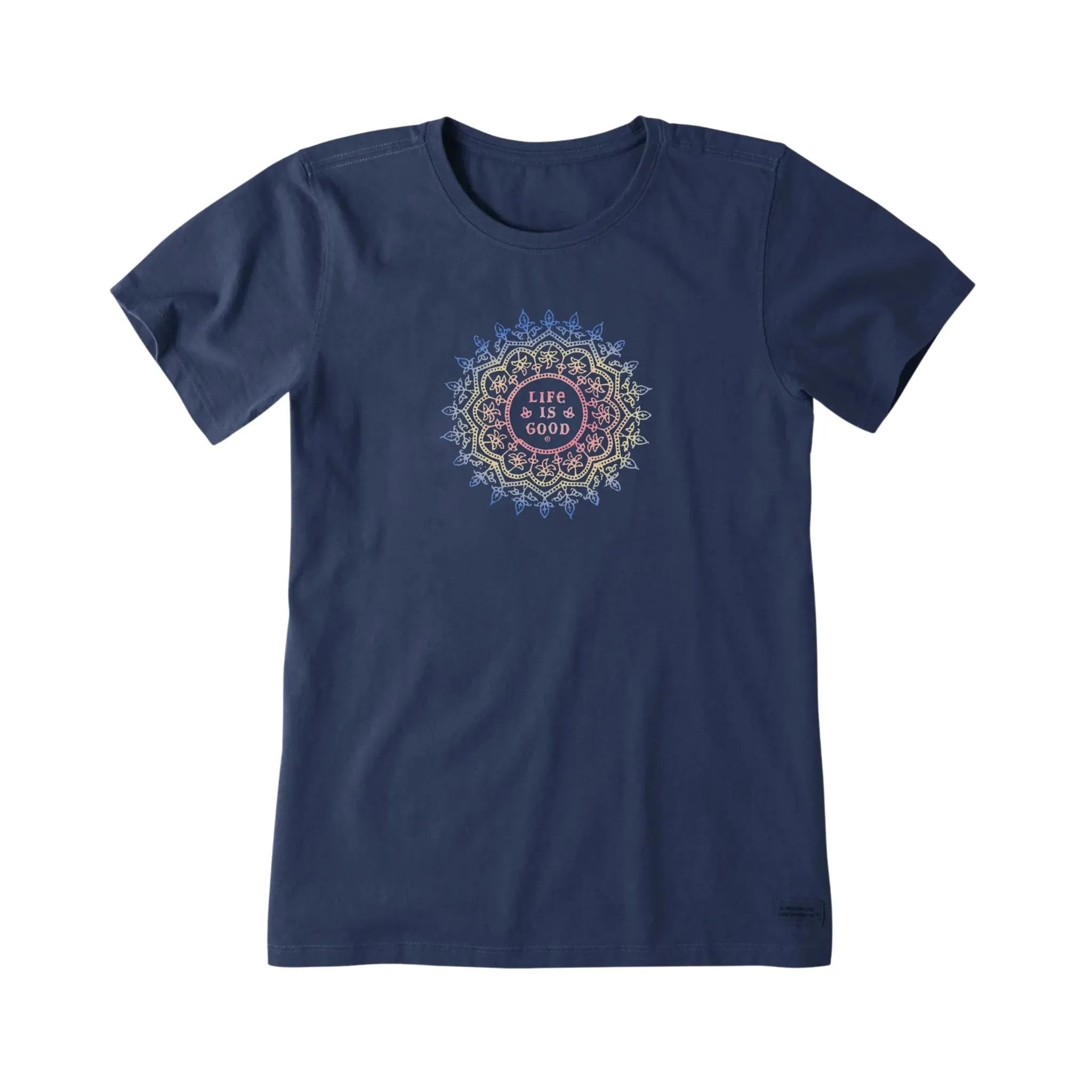 Outdoor Apparel Life Is Good Women's Antique Mandala Short Sleeve Crusher Tee - Darkest Blue