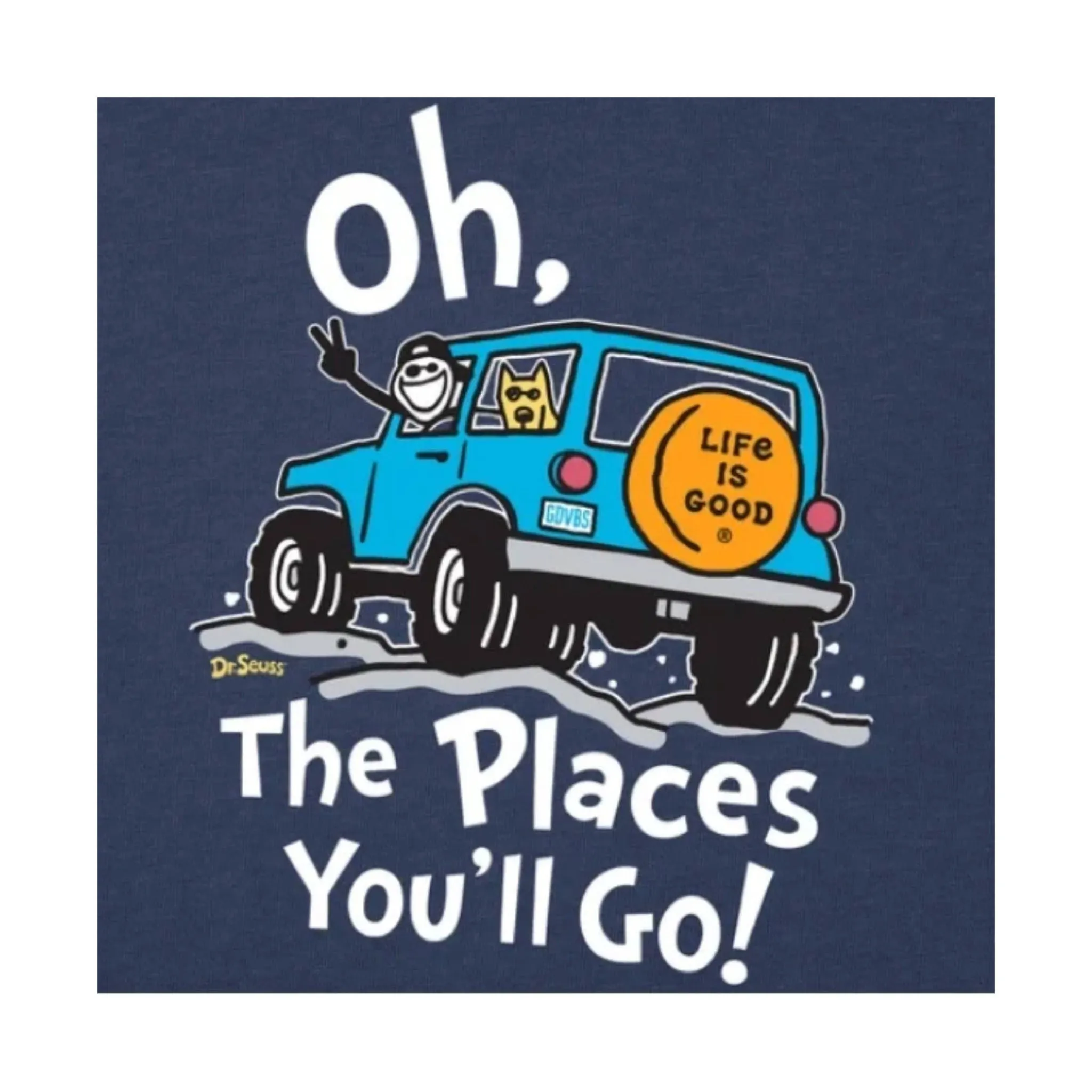 Hidden Pocket Design Life Is Good Women's Dr. Seuss Oh The Places You'll Go Crusher Tee - Darkest Blue