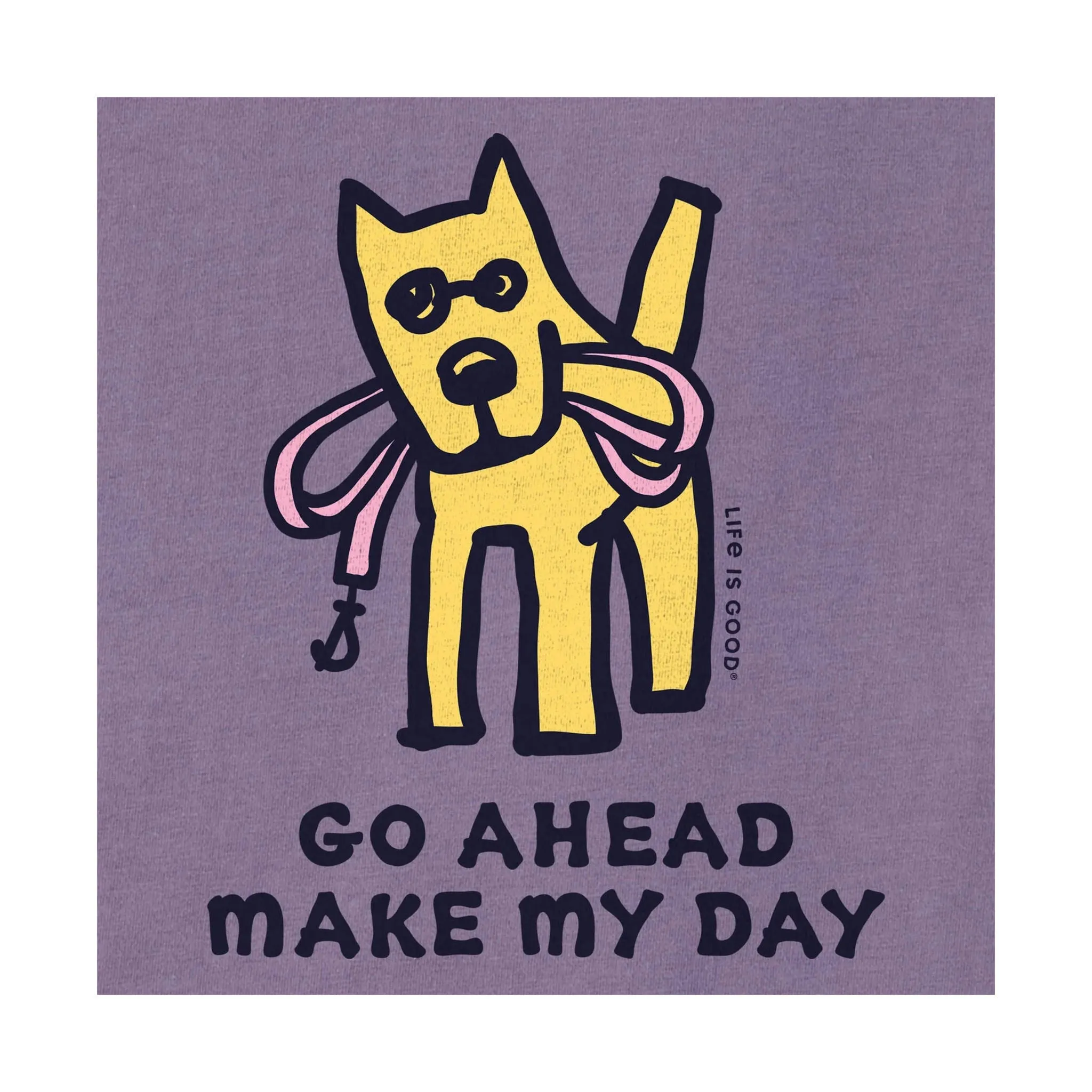 Life Is Good Women's Go Ahead Make My Day Short Sleeve Crusher Tee - Dusk Purple StaticResistantFabric