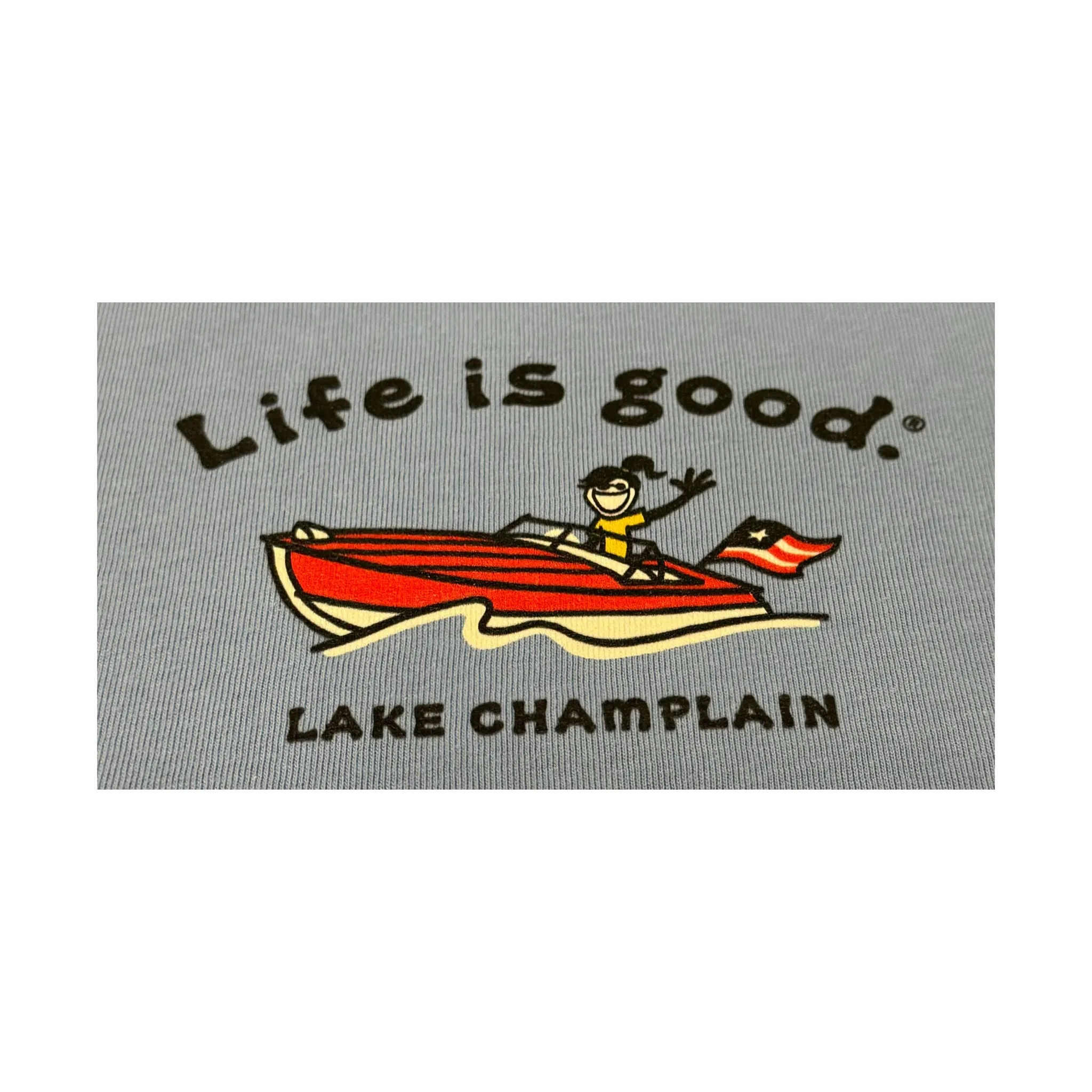 Life Is Good Women's Lake Champlain Exclusive Cruiser Tee - Cornflower Blue Contrast Stitch Accent