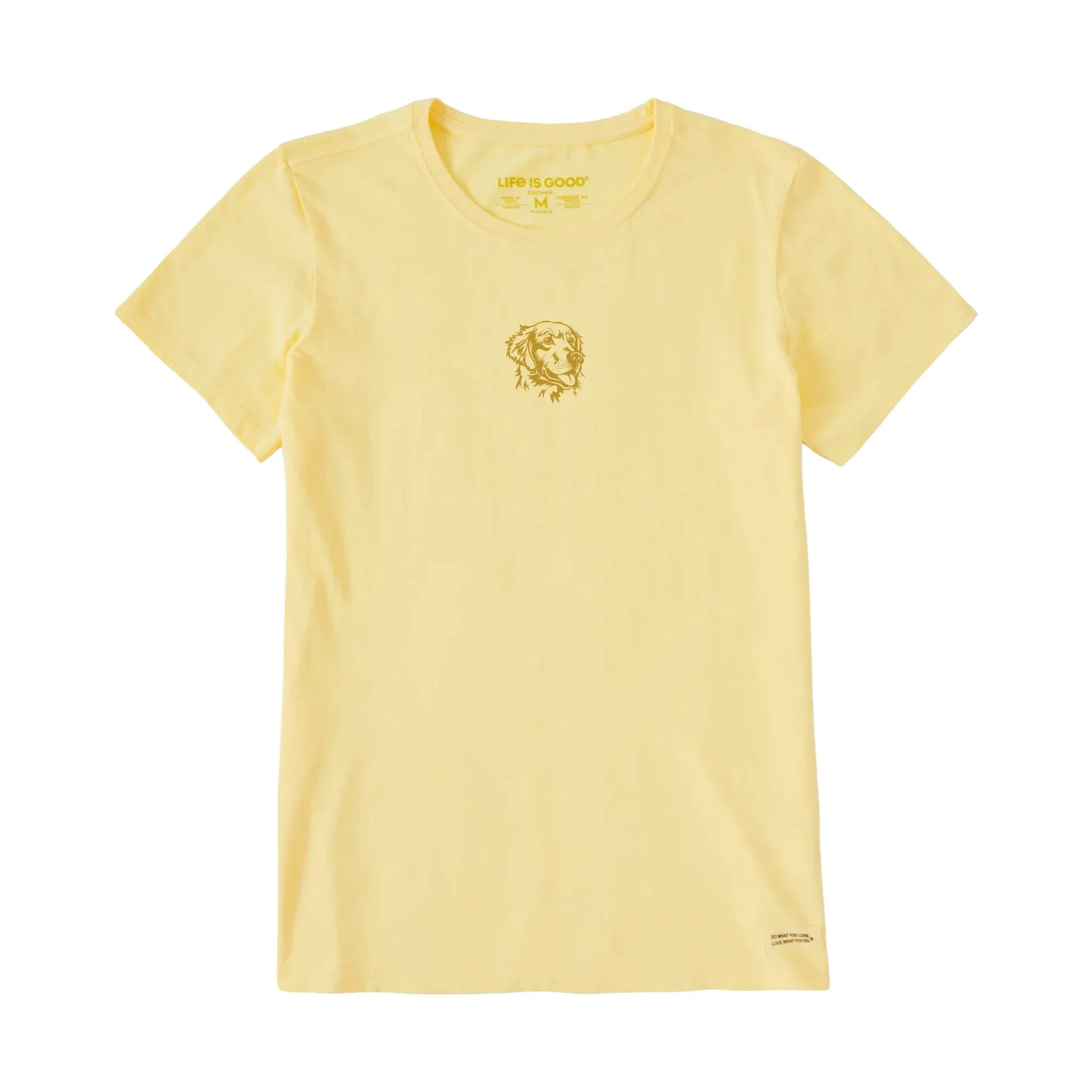 VentilatedBack Ergonomic Pattern Design Life Is Good Women's Mini Golden Short Sleeve Tee - Sandy Yellow