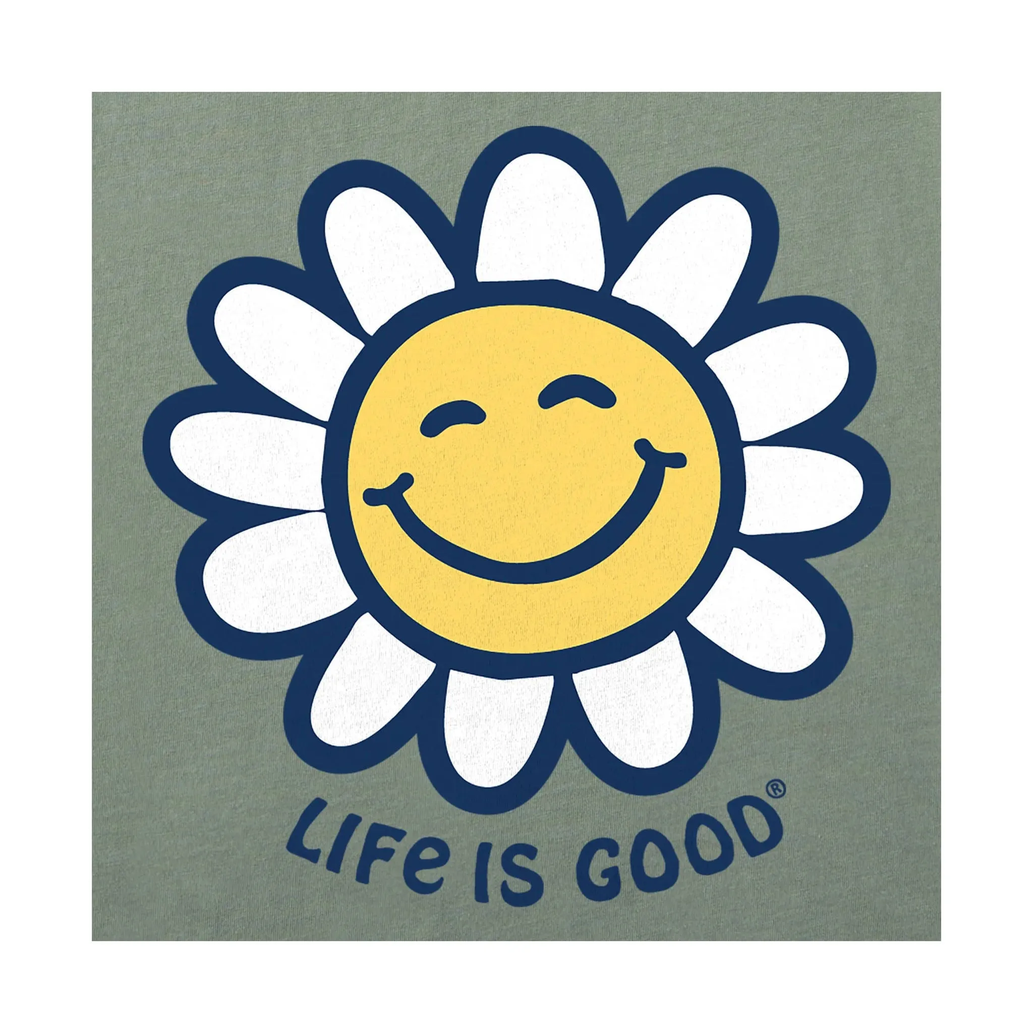 Life Is Good Women's Smile Daisy Short Sleeve Crusher Vee - Moss Green QuickRelease