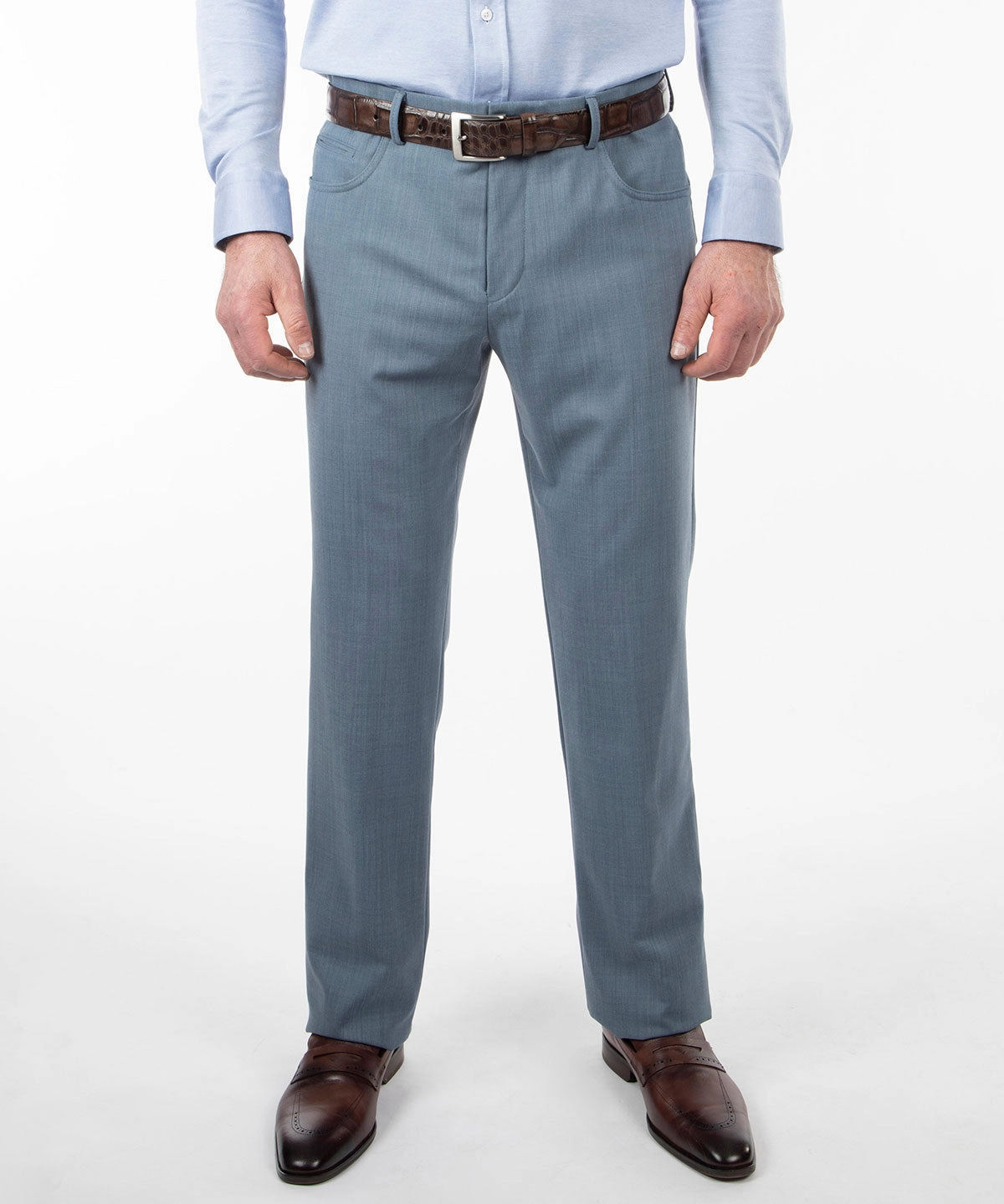 Signature Bi-Stretch Serge Wool 5-Pocket Pants Neutral Look