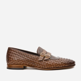 Easy Slip On The Vatra Tan Woven Double Monk Strap Men Shoe