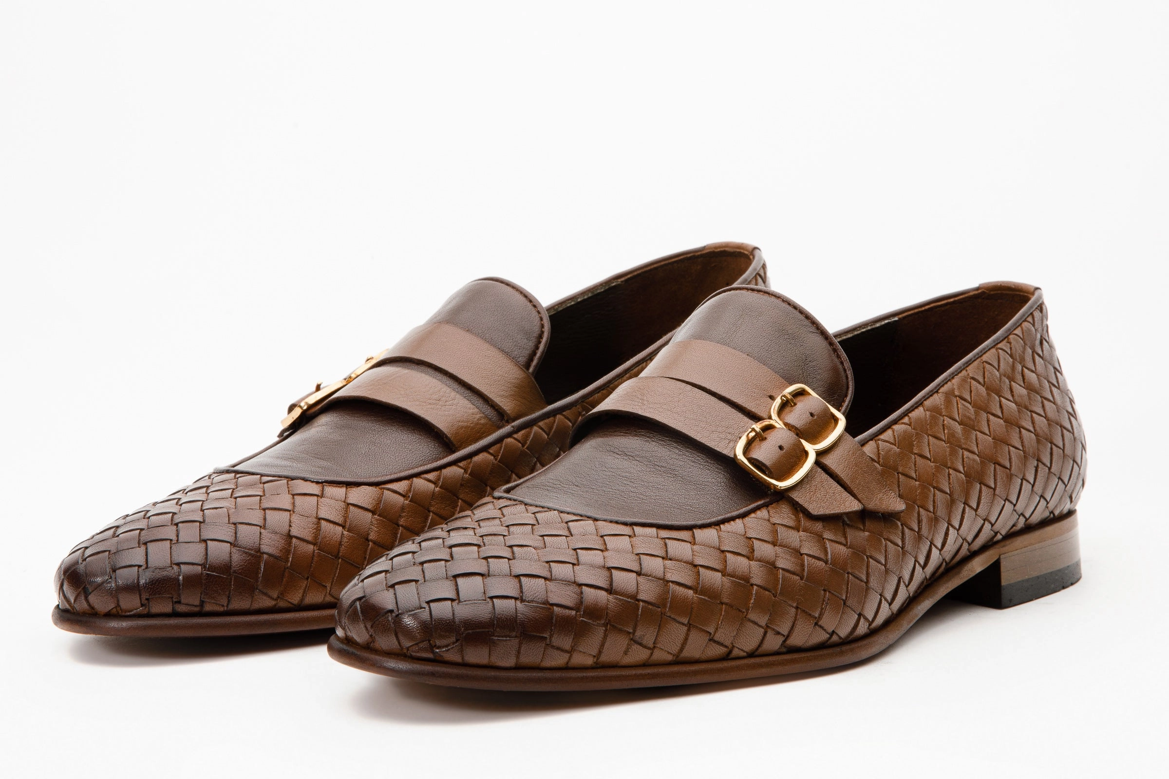 The Vatra Tan Woven Double Monk Strap Men Shoe Breathable fabric Lounge Style