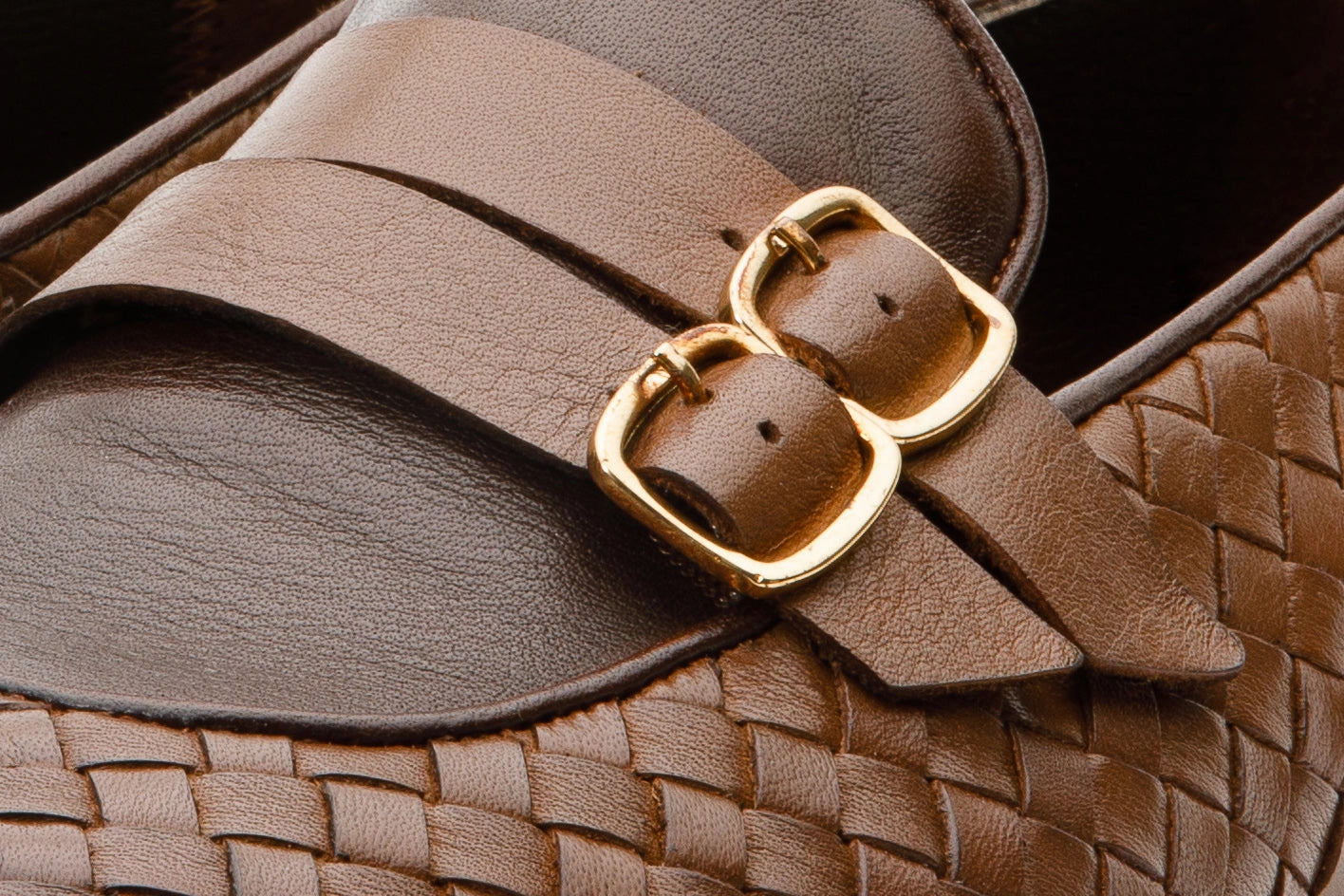 The Vatra Tan Woven Double Monk Strap Men Shoe Move Naturally Fast Dry