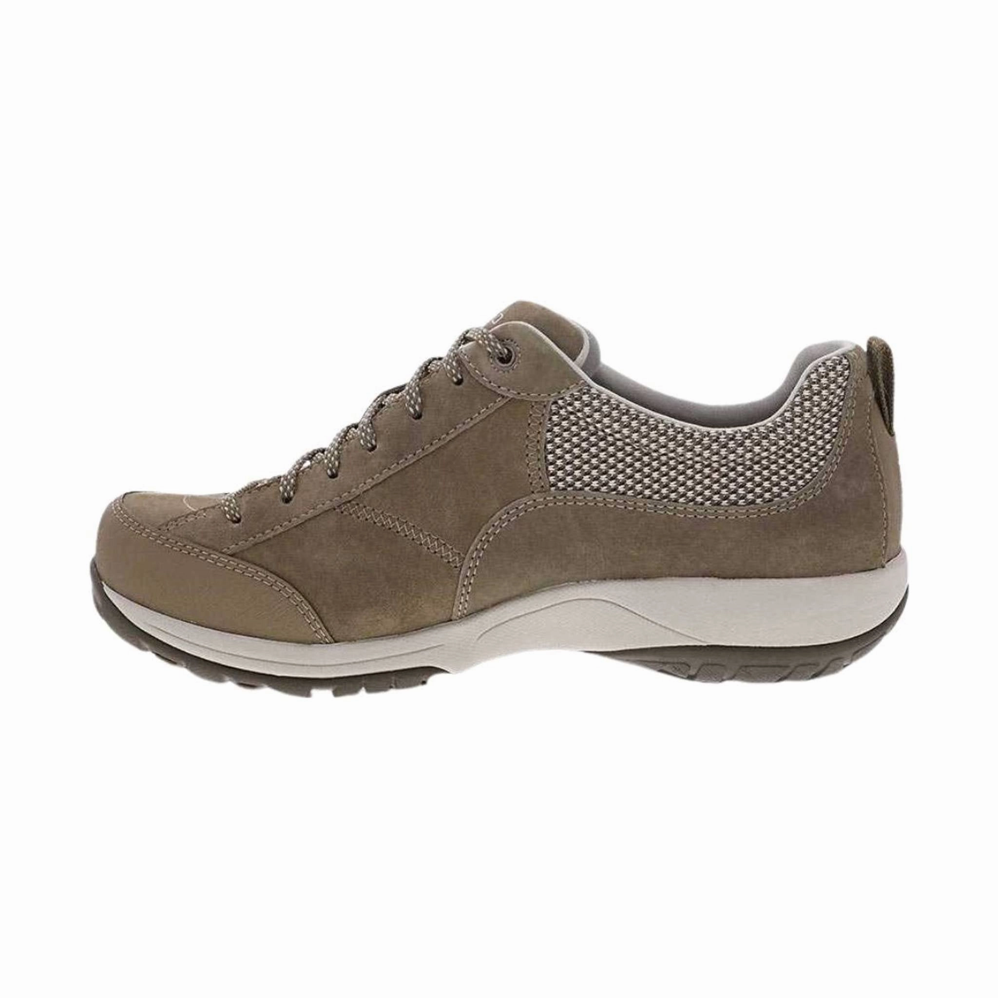 All-day arch Collared Ankle Dansko Women's Paisley Waterproof Sneaker- Walnut Suede
