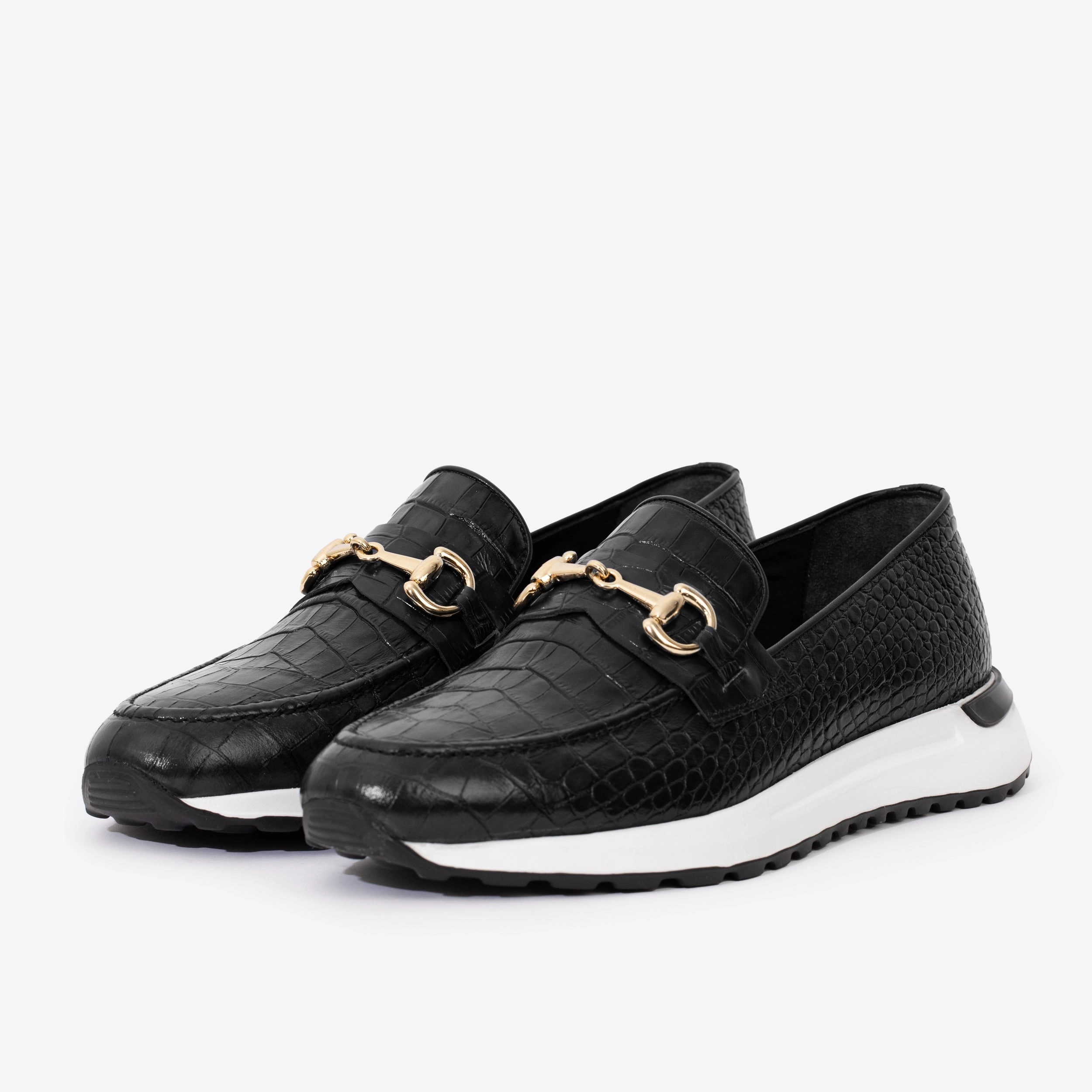 Durable Lacing Functional Edge The Padova Black Leather Men Sneaker