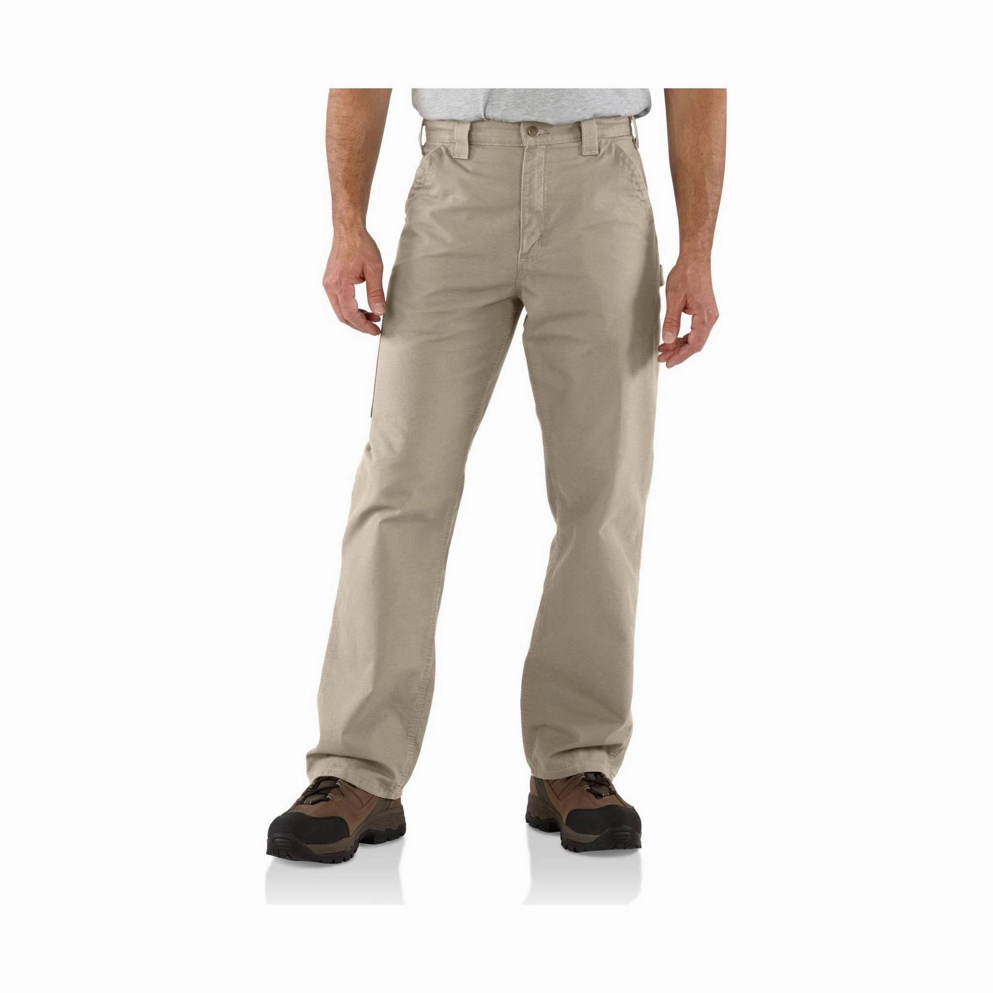 Carhartt Men's Utility Work Canvas Loose Fit Pant - Tan Elastic Free Cuffs Dark wash