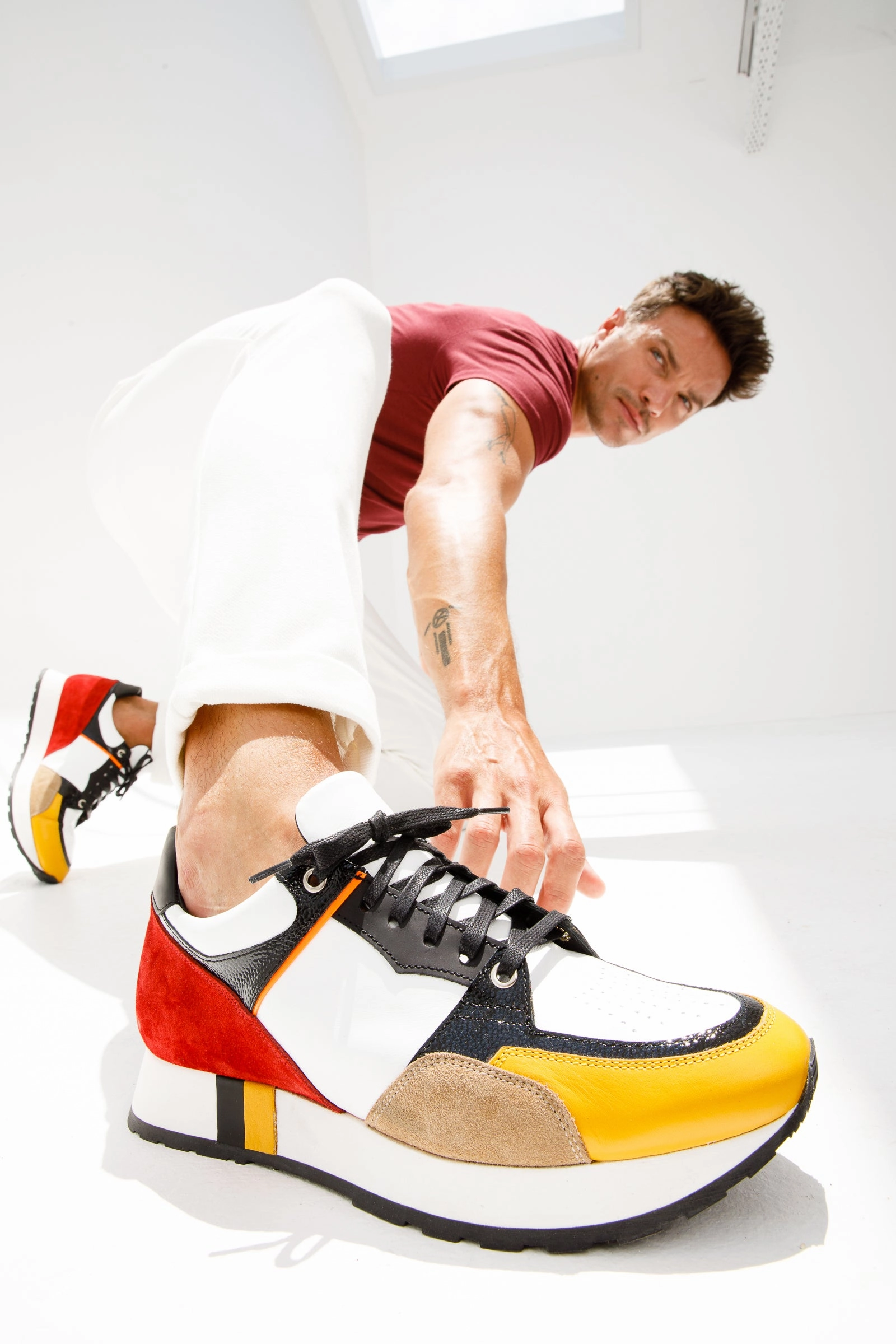 Clean Texture High Rebound Cushioning The Covelo White Leather Men Sneaker Final Sale!