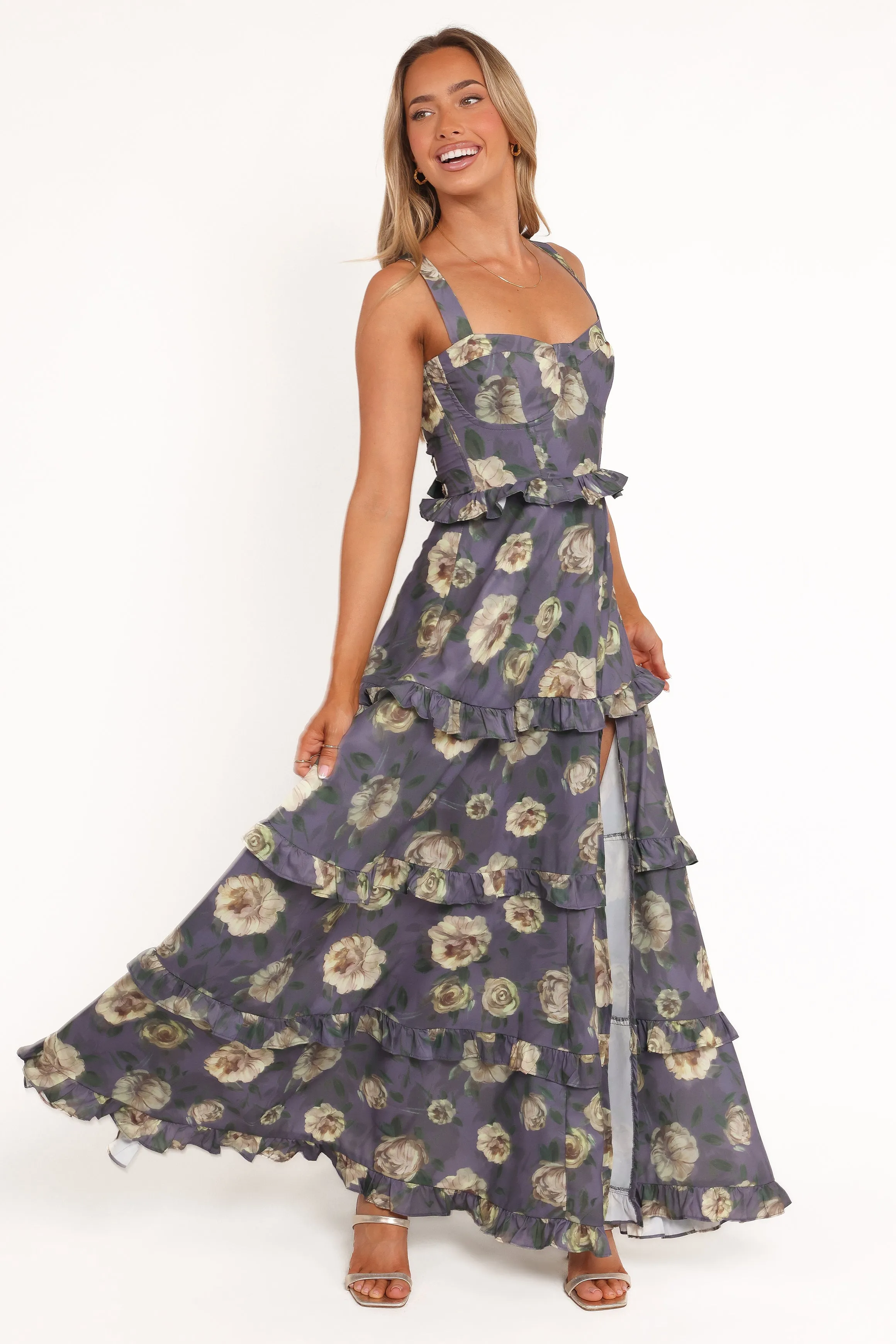 Lillee Tiered Maxi Dress - Lavender Floral Urban Light